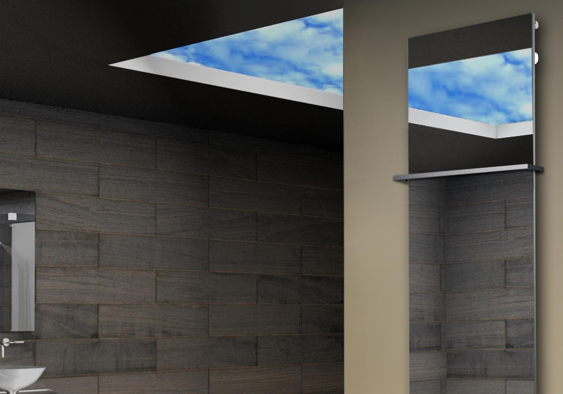 Badheizkörper mit Spiegel Design Montevideo 3 (Spiegelfront) 180x47cm 1118 Watt (+1 Halter 15mm) SZAGATO Designheizkörper mit Mittelanschluss