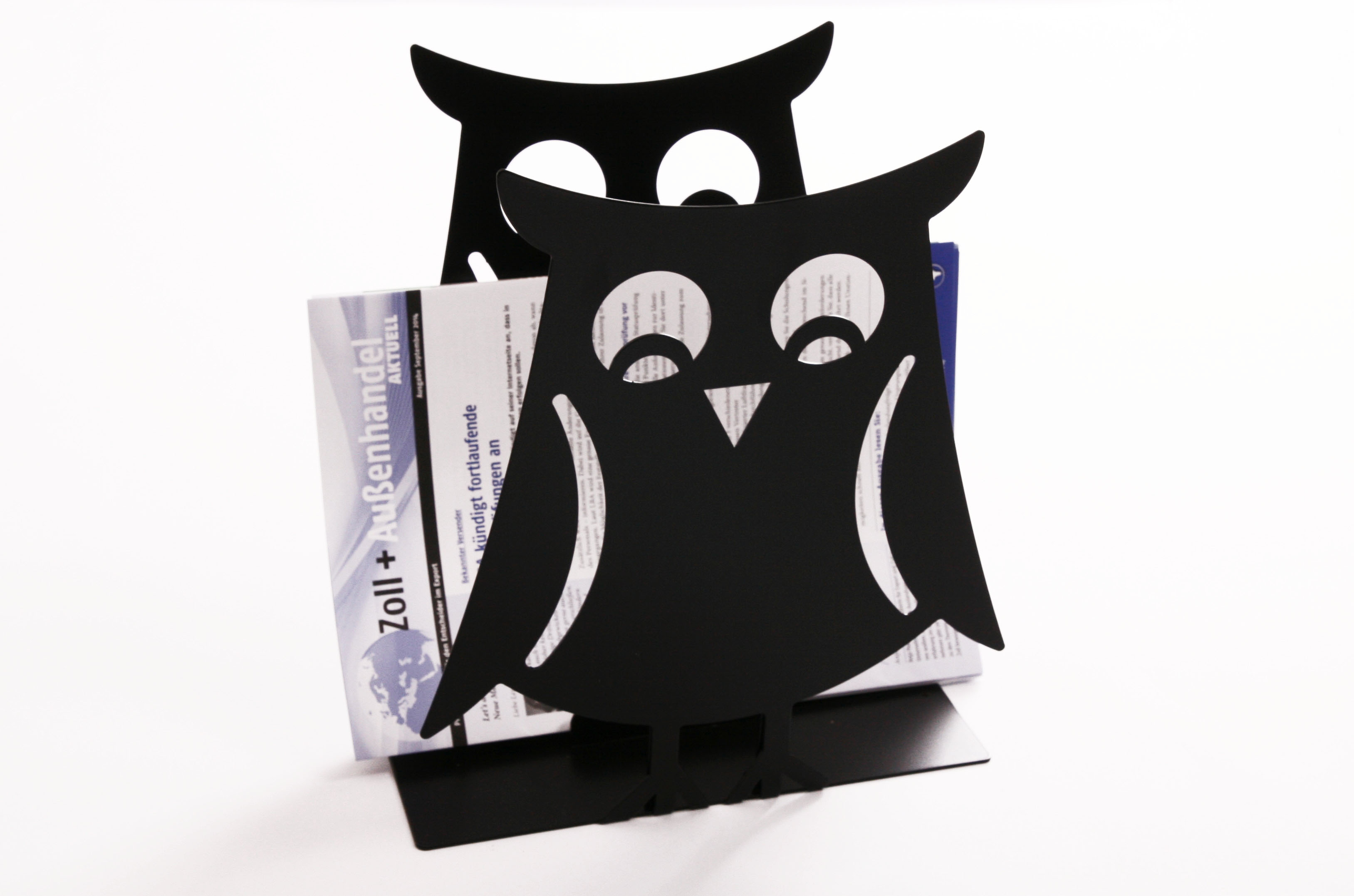 Zeitungsständer Eule solo 23x32x12cm schwarz SZAGATO Made in Germany  Zeitschriftenständer Metall Zeitschriftenhalter Zeitungshalter modern