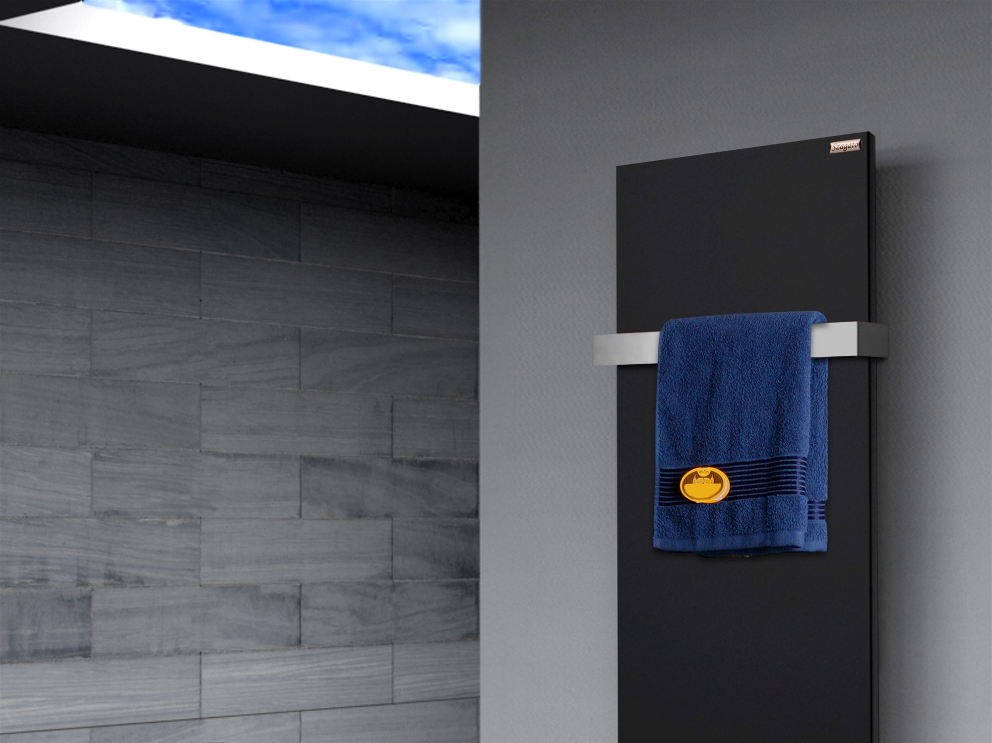 BADHEIZKÖRPER Design Mirror Steel 2 120x47cm 799 Watt schwarz (+1 Halter 50mm) SZAGATO Designheizkörper Handtuchheizkörper mit Mittelanschluss