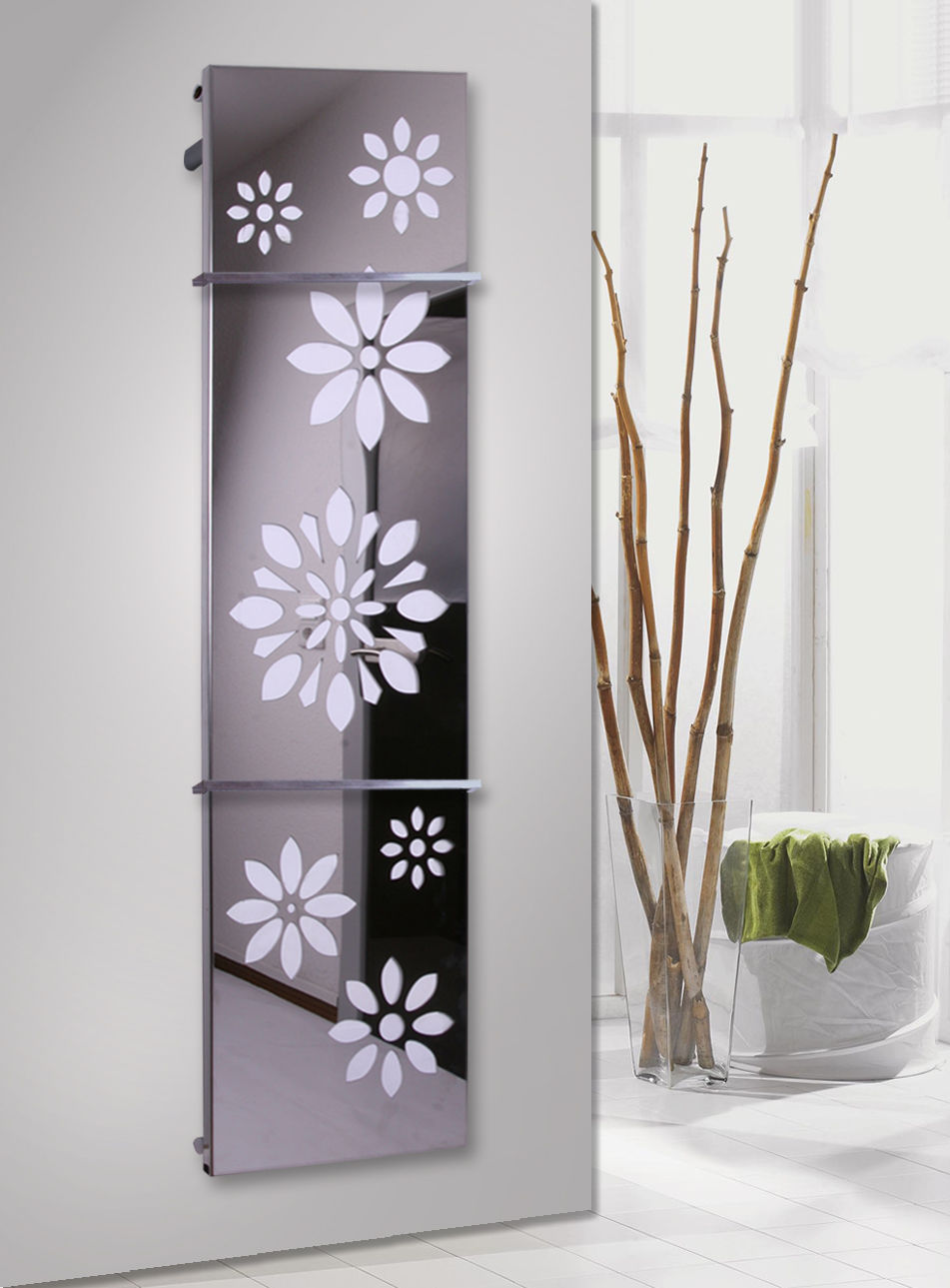 BADHEIZKÖRPER Design Flower 3 180x47cm 1118 Watt Edelstahl Hochglanz (+2 Halter 15mm) SZAGATO Designheizkörper mit Mittelanschluss Handtuchwärmer