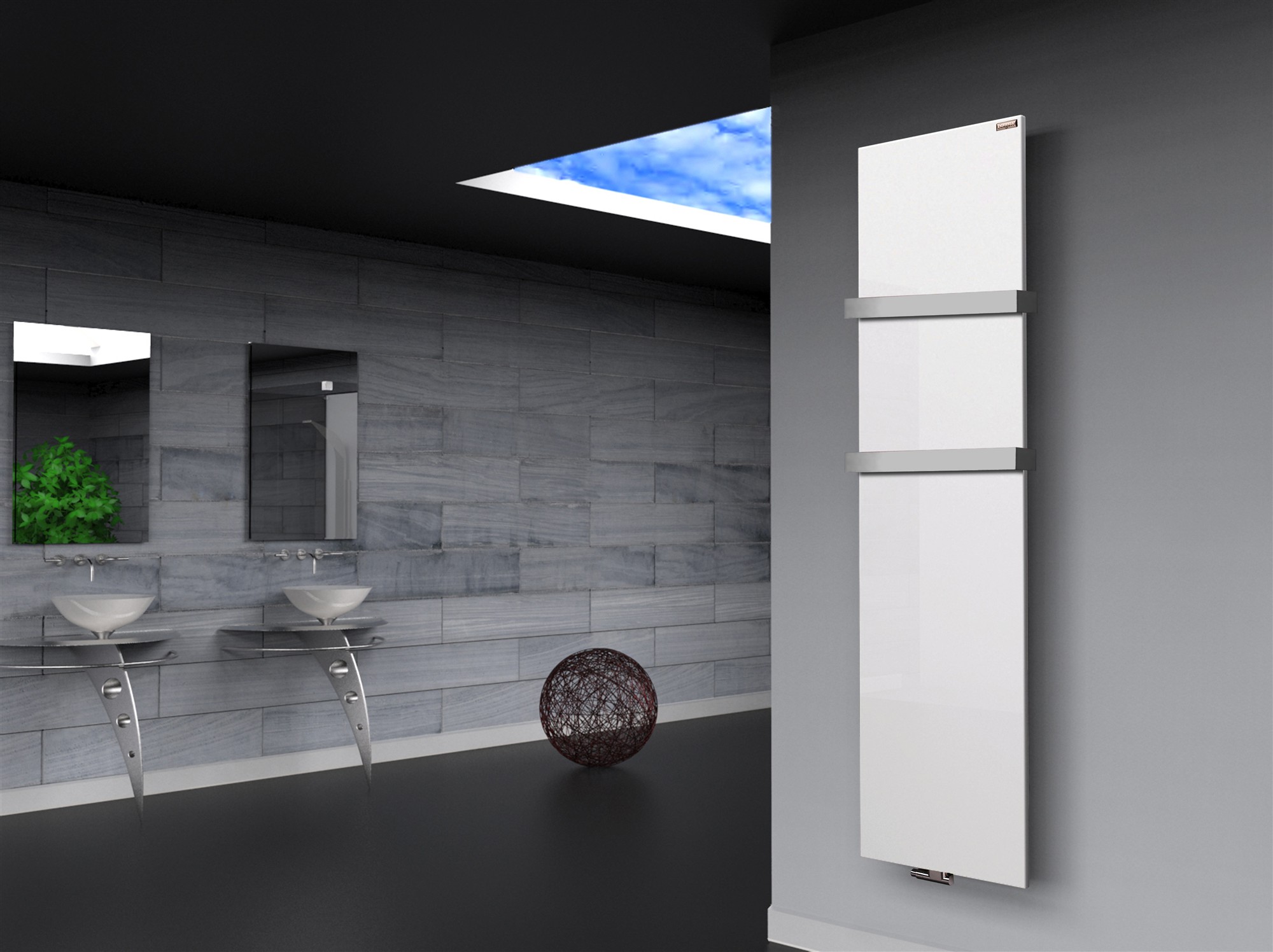 BADHEIZKÖRPER Design Mirror Steel 3 180x47cm 1118 Watt weiß (+2 Halter 50mm) SZAGATO Designheizkörper Handtuchheizkörper mit Mittelanschluss