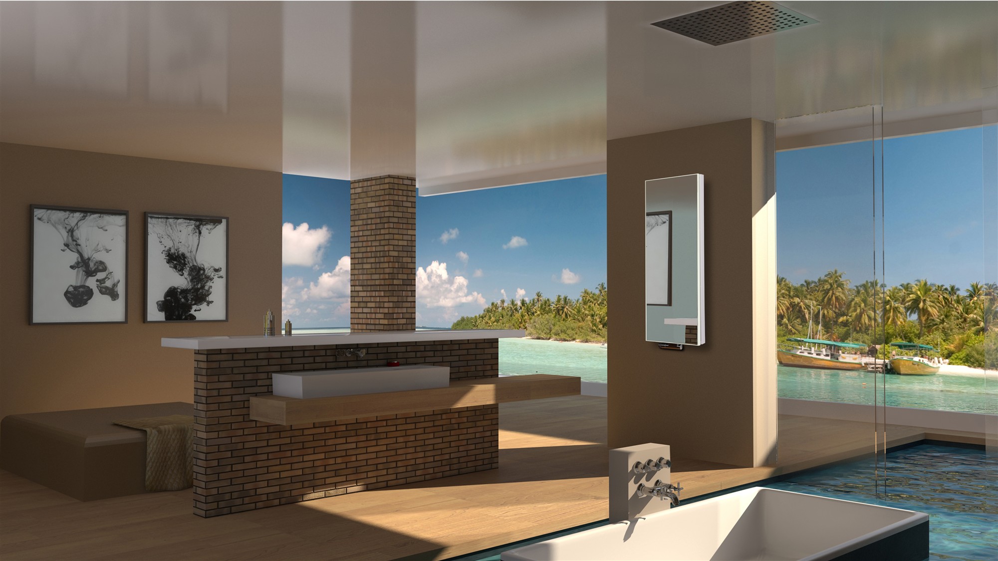 BADHEIZKÖRPER mit Spiegel Montevideo 5 120x47cm 1458 Watt Spiegel SZAGATO Designheizkörper Handtuchheizkörper mit Mittelanschluss Handtuchwärmer
