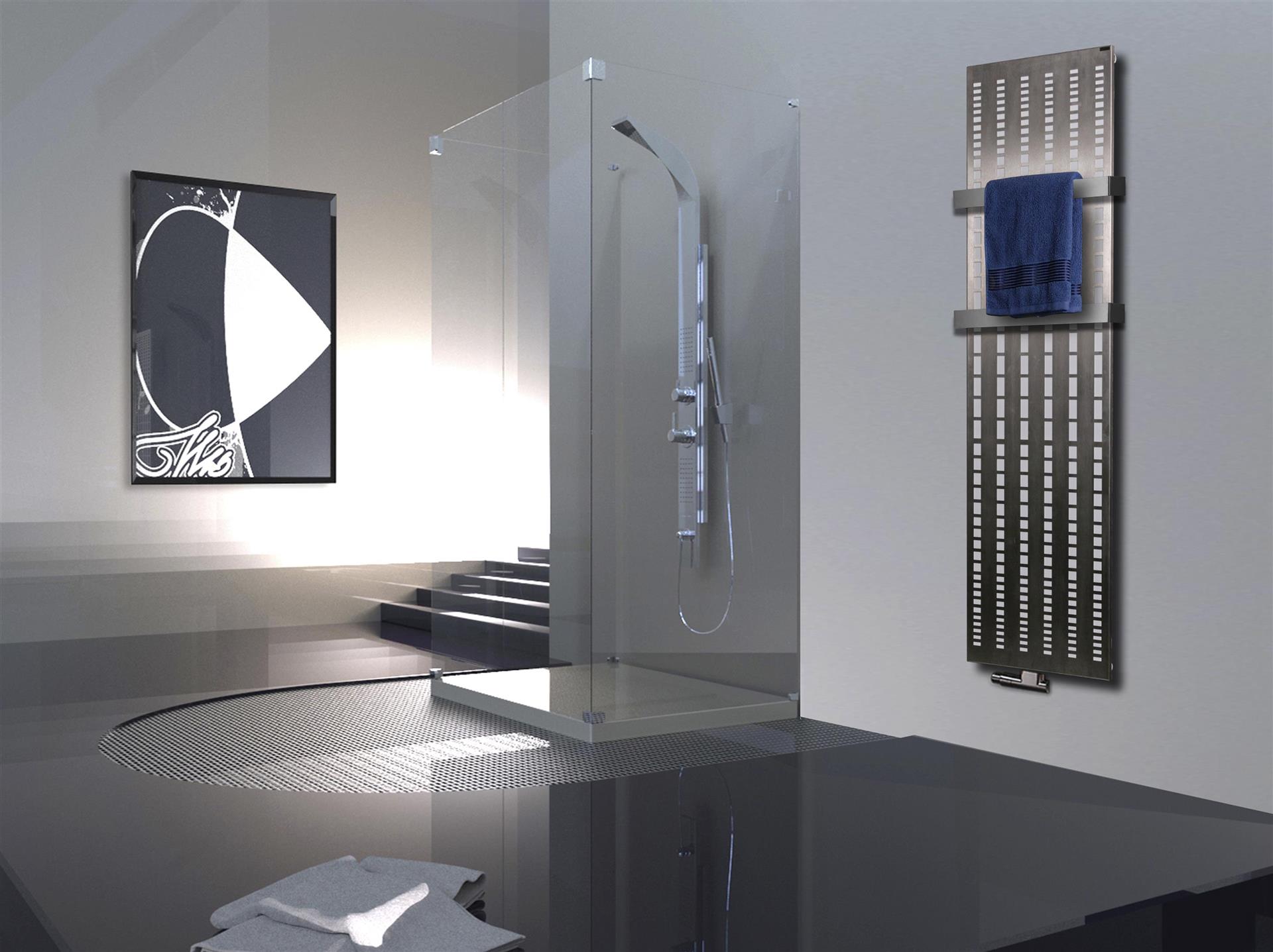 BADHEIZKÖRPER Design broken Mirror 3 180x47cm 1118 Watt Edelstahl matt (+2 Halter 50mm) SZAGATO Designheizkörper mit Mittelanschluss Handtuchwärmer