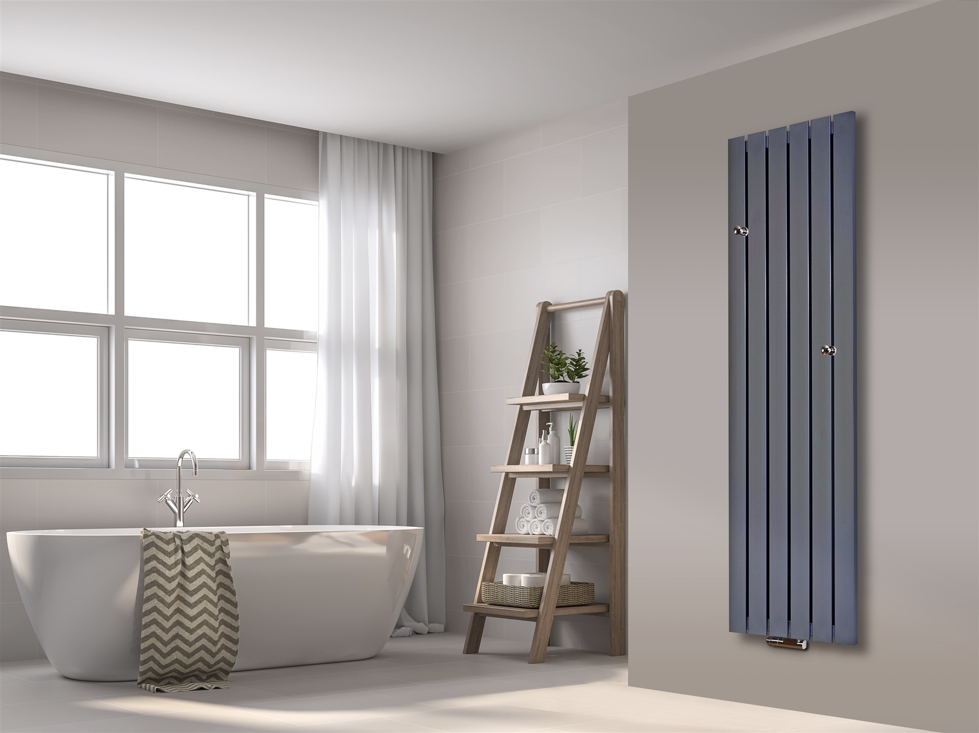 BADHEIZKÖRPER Design Peking 3 180x47cm Edelstahloptik (+ 2 Knopfhalter) SZAGATO Designheizkörper Handtuchheizkörper Mittelanschluss Handtuchwärmer