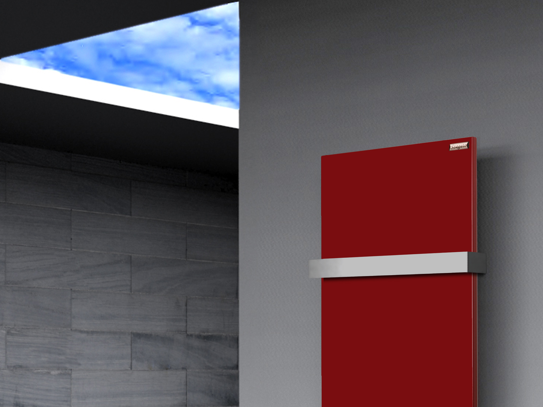 BADHEIZKÖRPER Design Mirror Steel 2 120x47cm 799 Watt rot (+1 Halter 50mm) SZAGATO Designheizkörper Handtuchheizkörper Mittelanschluss Handtuchwärmer