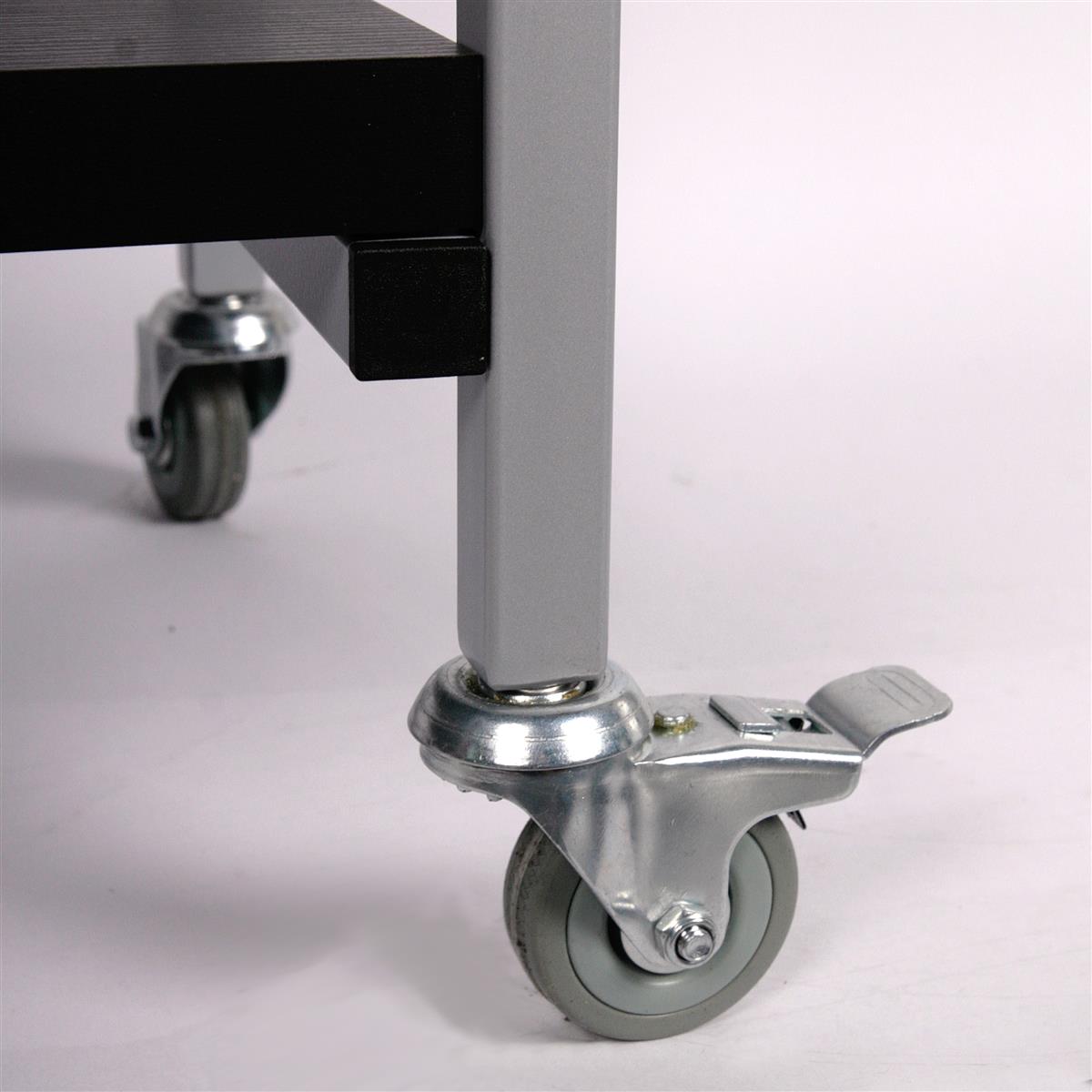 Tischwagen / Ordner-Rollwagen 100x89x30cm 3 Böden schwarz + 2 Ordnerhalter SZAGATO Ordner Rolltisch Ordner Rollwagen Regal mit Rollen Bürowagen Aktenwagen