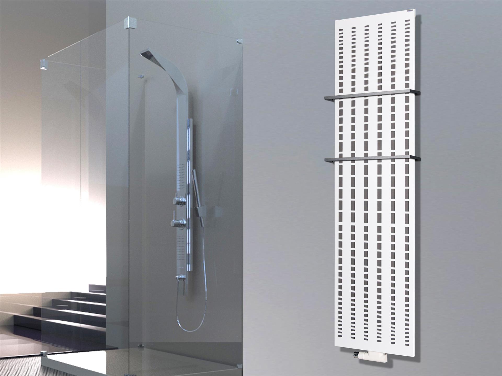 BADHEIZKÖRPER Design broken Mirror 3 180x47cm 1118Watt weiß +2 Halter 15mm SZAGATO Designheizkörper Handtuchheizkörper Mittelanschluss Handtuchwärmer