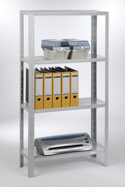 Steckregal Metall hellgrau SZAGATO 150x75x30cm 4 Metallböden 50 Kg/Boden Metallregal Lagerregal Kellerregal Regal Fachbodenregal