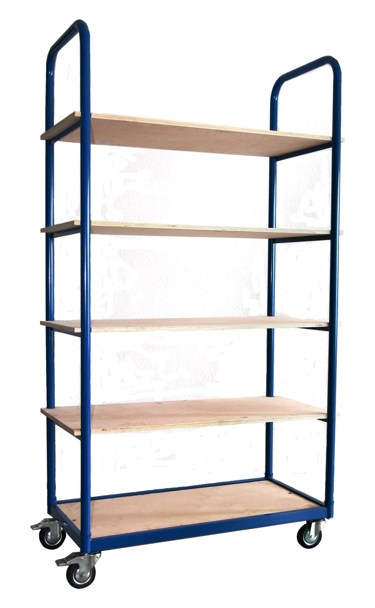 250 kg PROFI Schiebebügelwagen 100x50cm blau 5 Böden SZAGATO Plattformwagen Tischwagen Schiebebügelwagen Rollwagen Rollregal Werkstattwagen