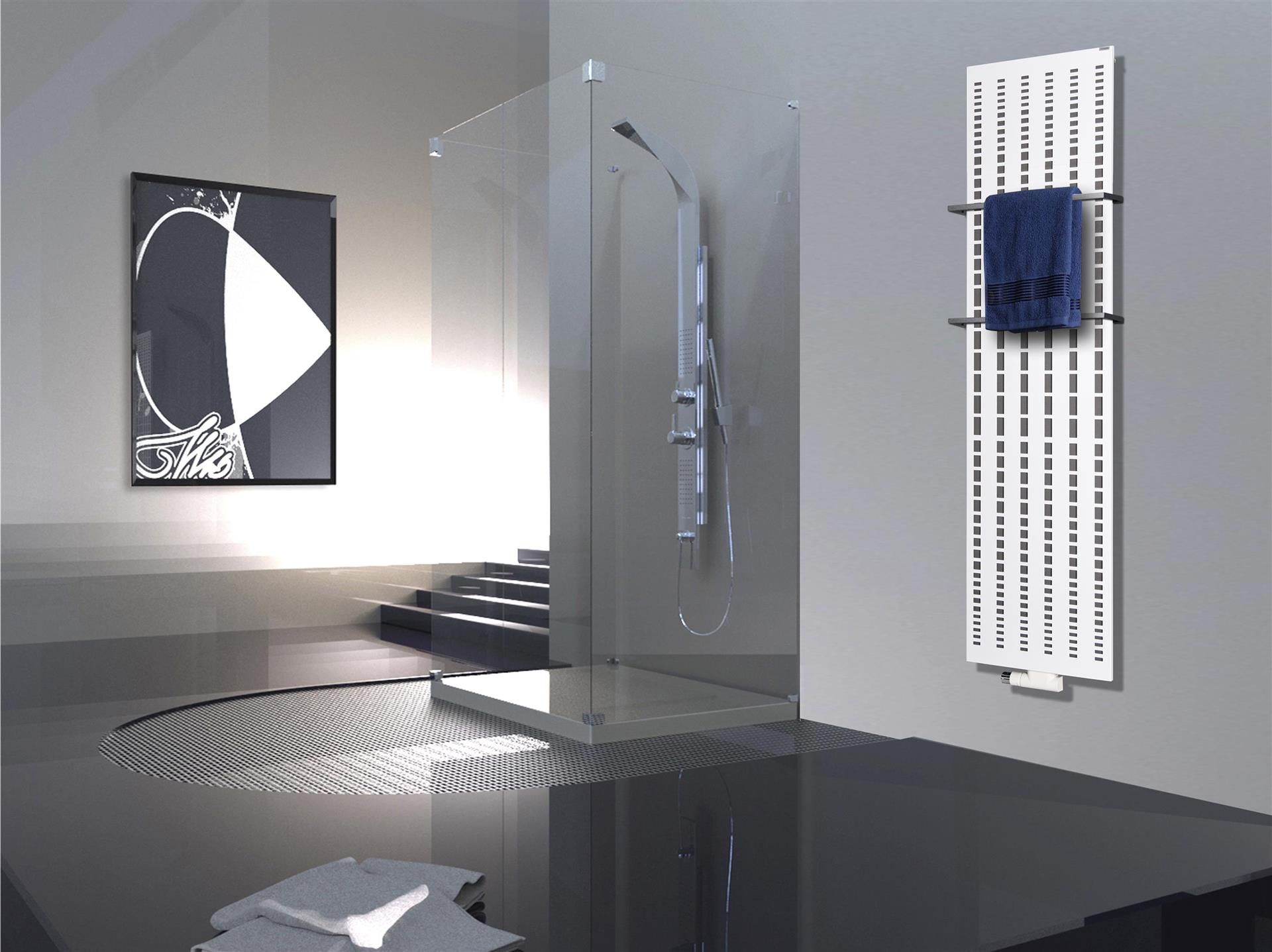 BADHEIZKÖRPER Design broken Mirror 3 180x47cm 1118Watt weiß +2 Halter 15mm SZAGATO Designheizkörper Handtuchheizkörper Mittelanschluss Handtuchwärmer
