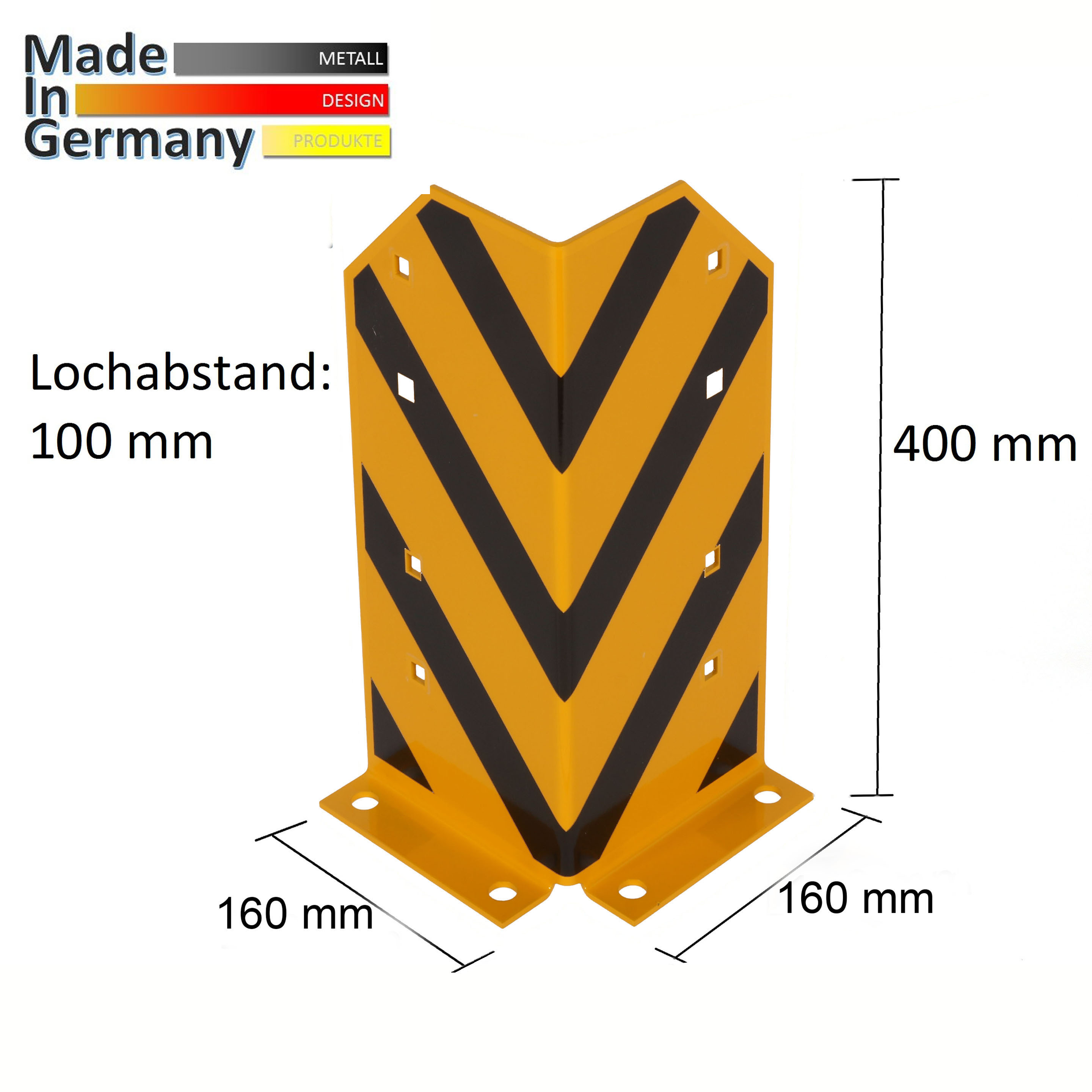 Rammschutz (16 Stück) 400x165x165x5 mm gerade inkl. 64 Einschlagdübel M12 SZAGATO Regal Anfahrschutz  Rammschutzbügel  Anfahrschutzecke Rammschutzecke