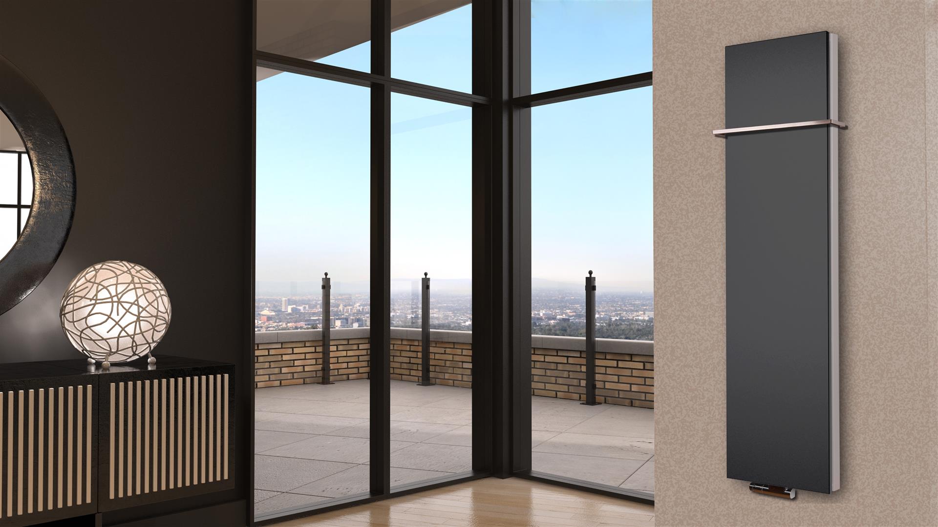 BADHEIZKÖRPER Design Mirror Steel 6 180x47cm 1964 Watt anthrazit (+1 Halter 15mm) SZAGATO Designheizkörper Handtuchheizkörper mit Mittelanschluss