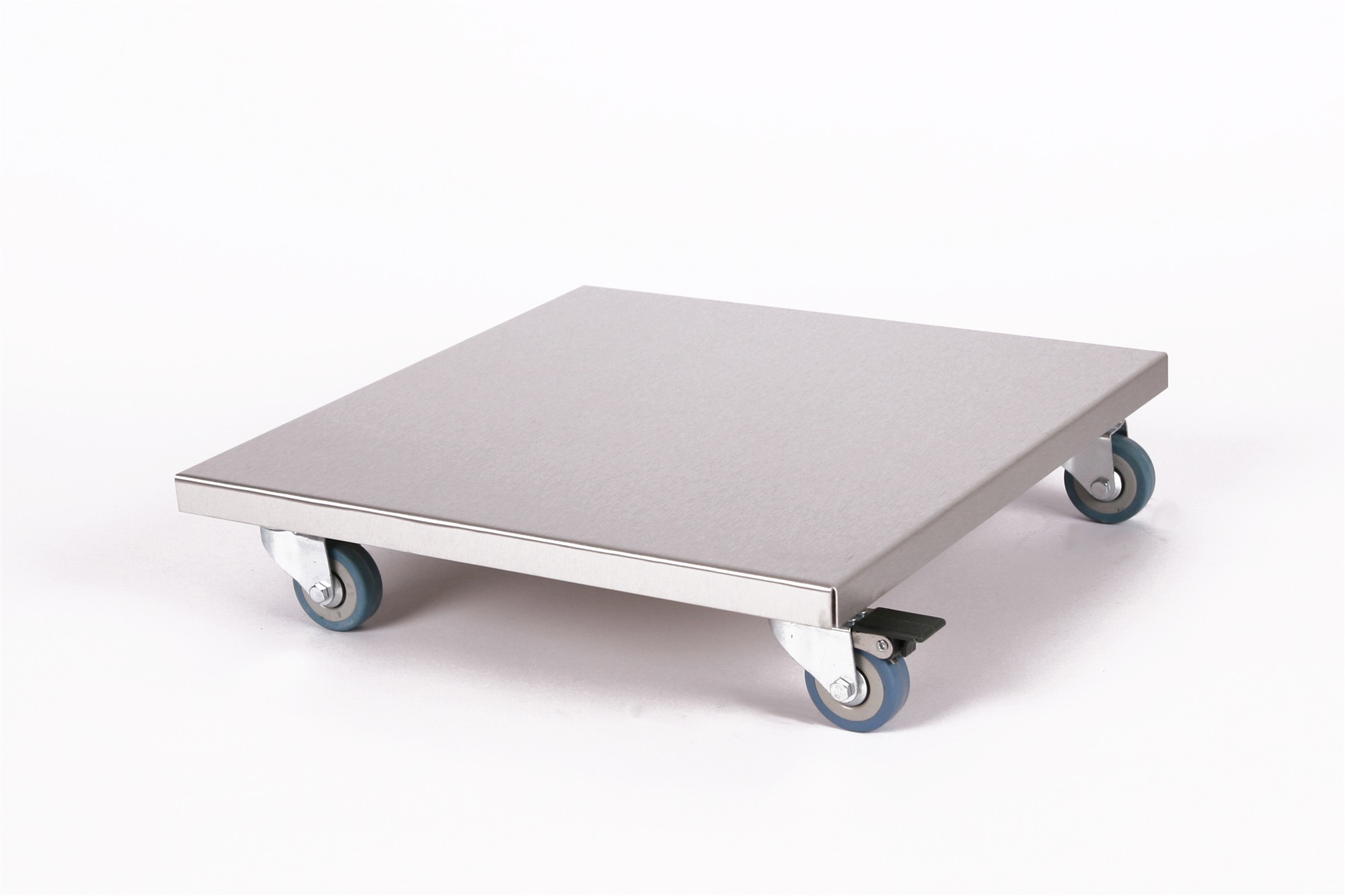 Rollbrett Pflanzenroller 40x40cm Edelstahl 150kg PU-Rolle + Bremse SZAGATO Made in Germany Blumenuntersetzer Möbelroller Blumenroller Transportroller
