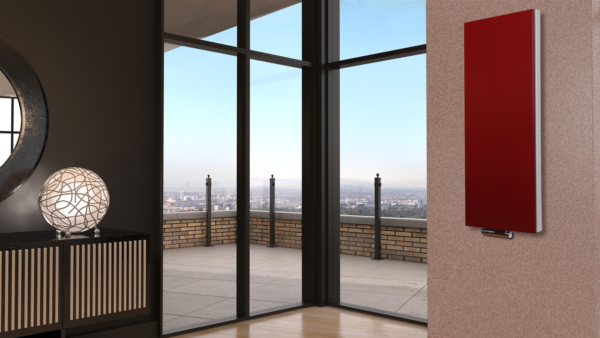 BADHEIZKÖRPER Design Mirror Steel 5 120x47cm 1458 Watt rot SZAGATO Designheizkörper Handtuchheizkörper mit Mittelanschluss Handtuchwärmer