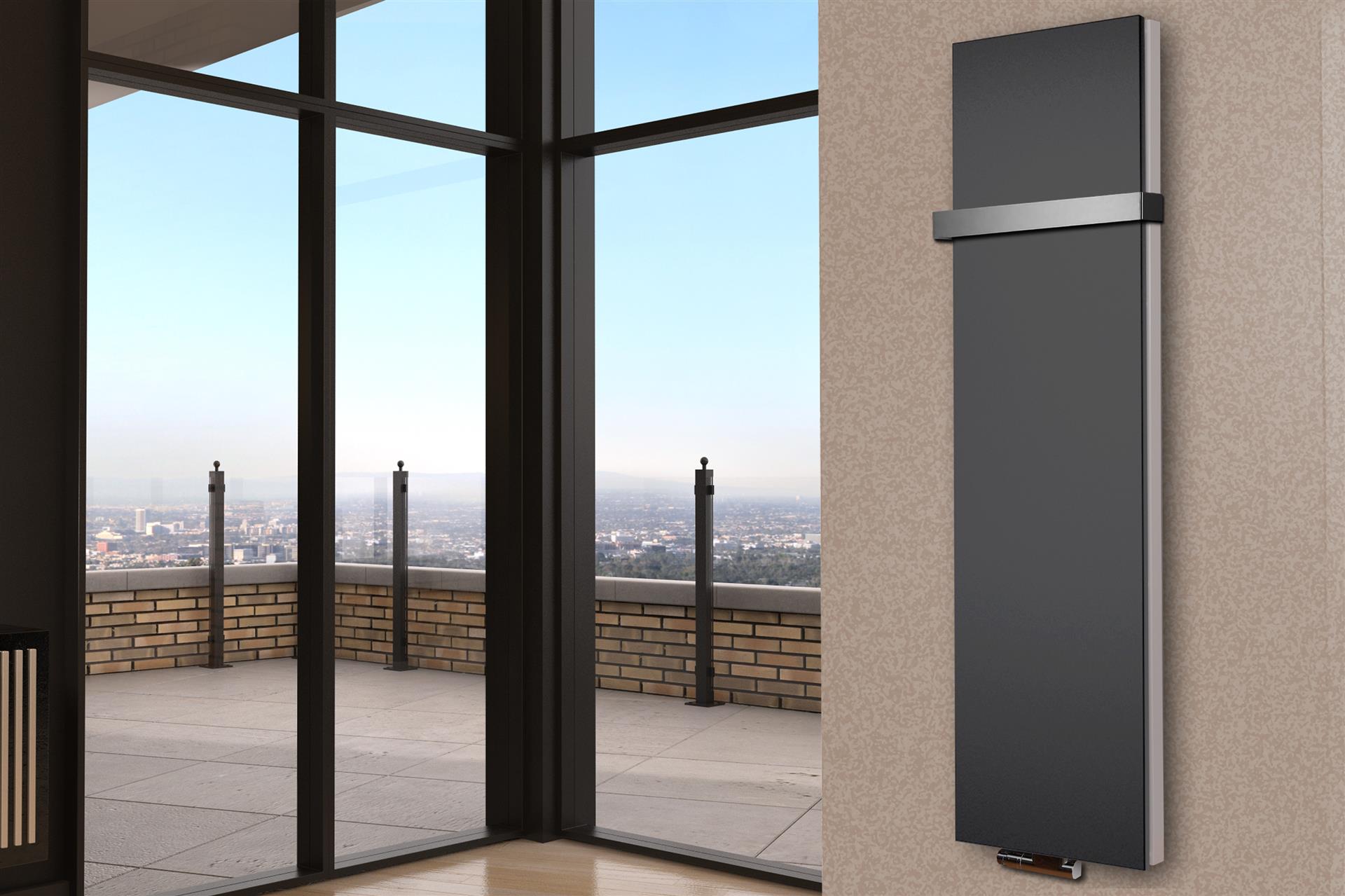 BADHEIZKÖRPER Design Mirror Steel 6 180x47cm 1964 Watt anthrazit (+1 Halter 50mm) SZAGATO Designheizkörper Handtuchheizkörper mit Mittelanschluss