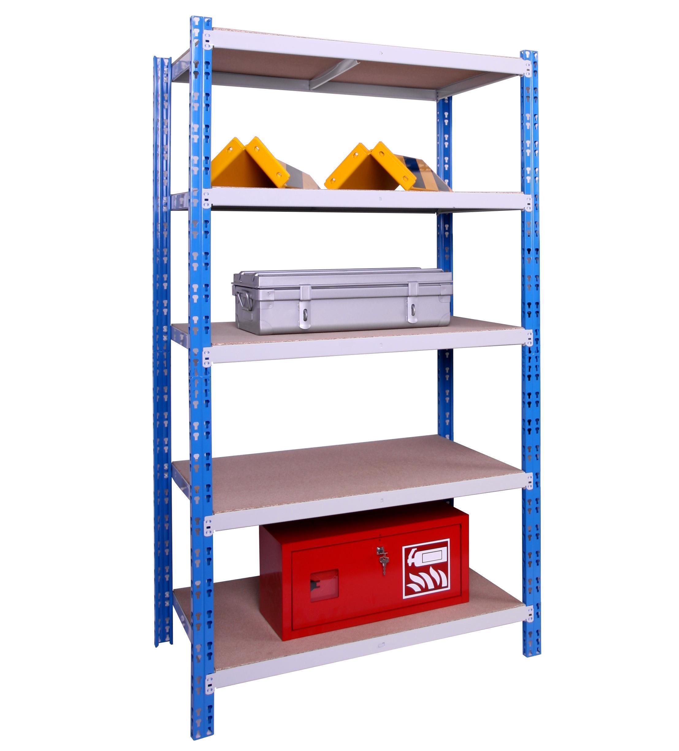Schwerlast Regalsystem 300 kg GRUND 180x100x60cm blau SZAGATO Regal 60 cm breit Steckregal Metallregal Fachbodenregal Lagerregal Schwerlastregal