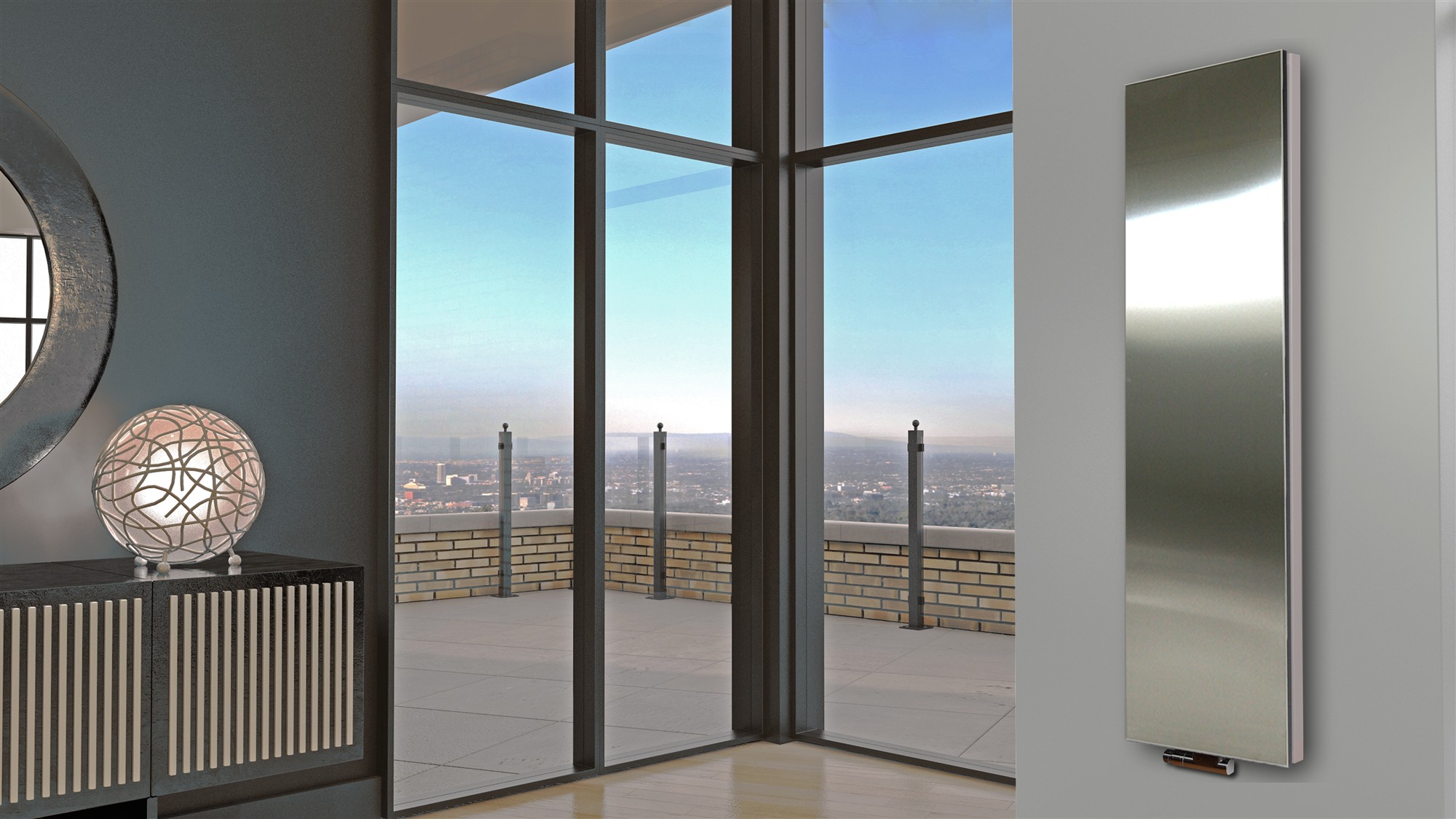 BADHEIZKÖRPER Design Mirror 6 180x47cm 1964 Watt Edelstahl matt SZAGATO Designheizkörper Handtuchheizkörper mit Mittelanschluss Handtuchwärmer