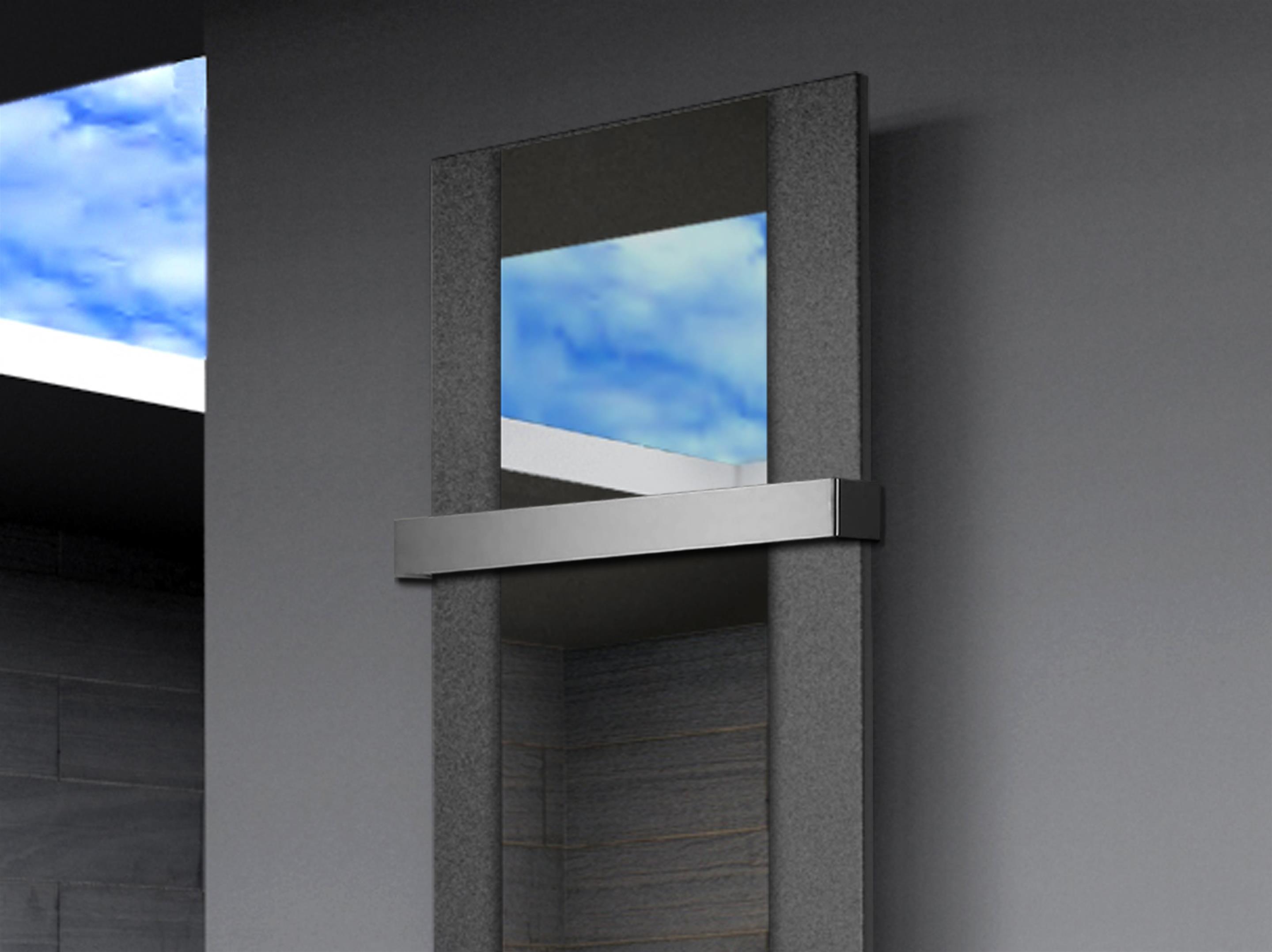 BADHEIZKÖRPER mit Spiegel Design Singapur 3 180x47cm 1118Watt anthrazit - moon +1 Halter 50mm SZAGATO Designheizkörper Mittelanschluss Handtuchwärmer