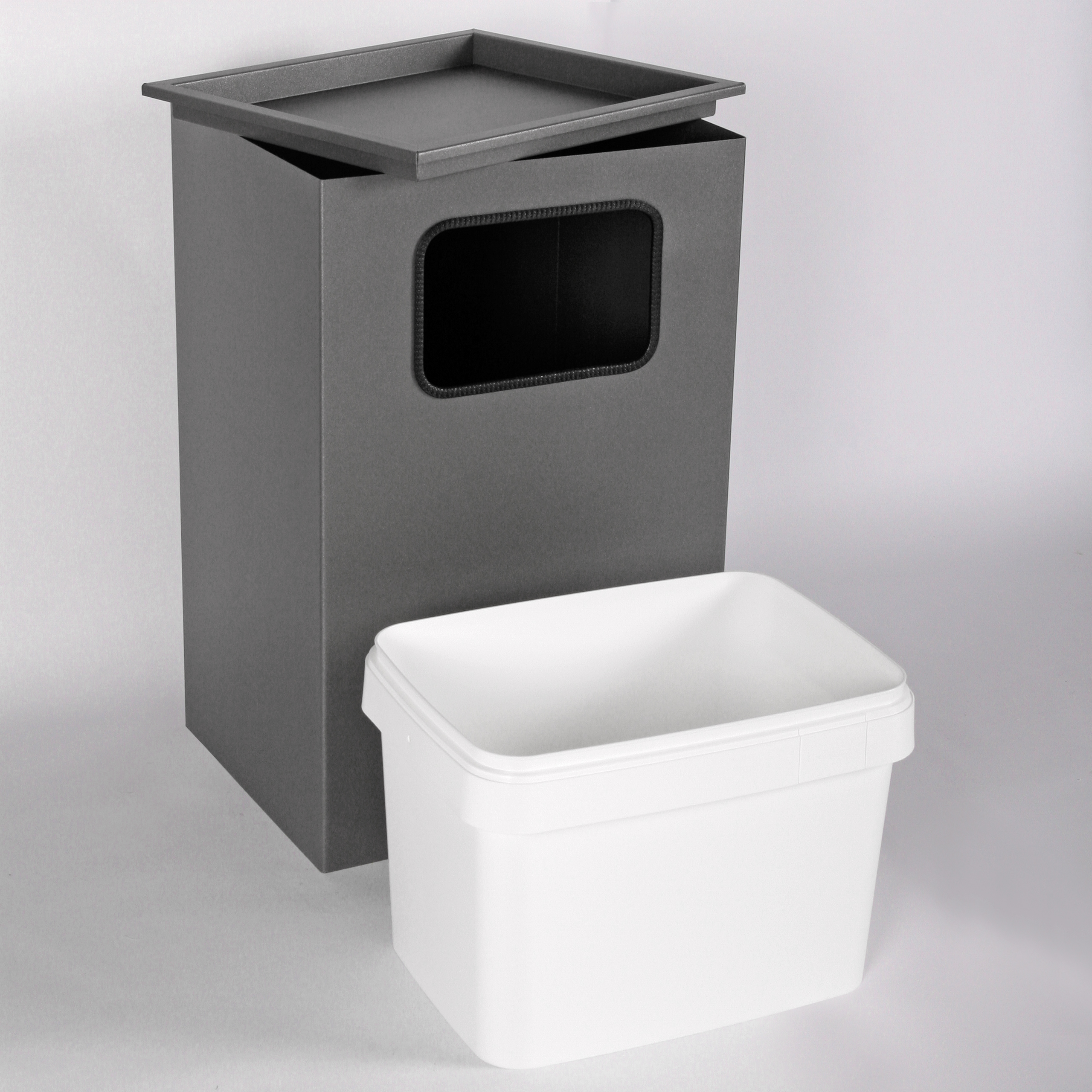 Aschenbecher mit Mülleimer Classic 62x40x33cm 28 ltr. grau inkl. Inneneimer SZAGATO Standascher Aschenbecher Abfalleimer Mülleimer mit Aschenbecher