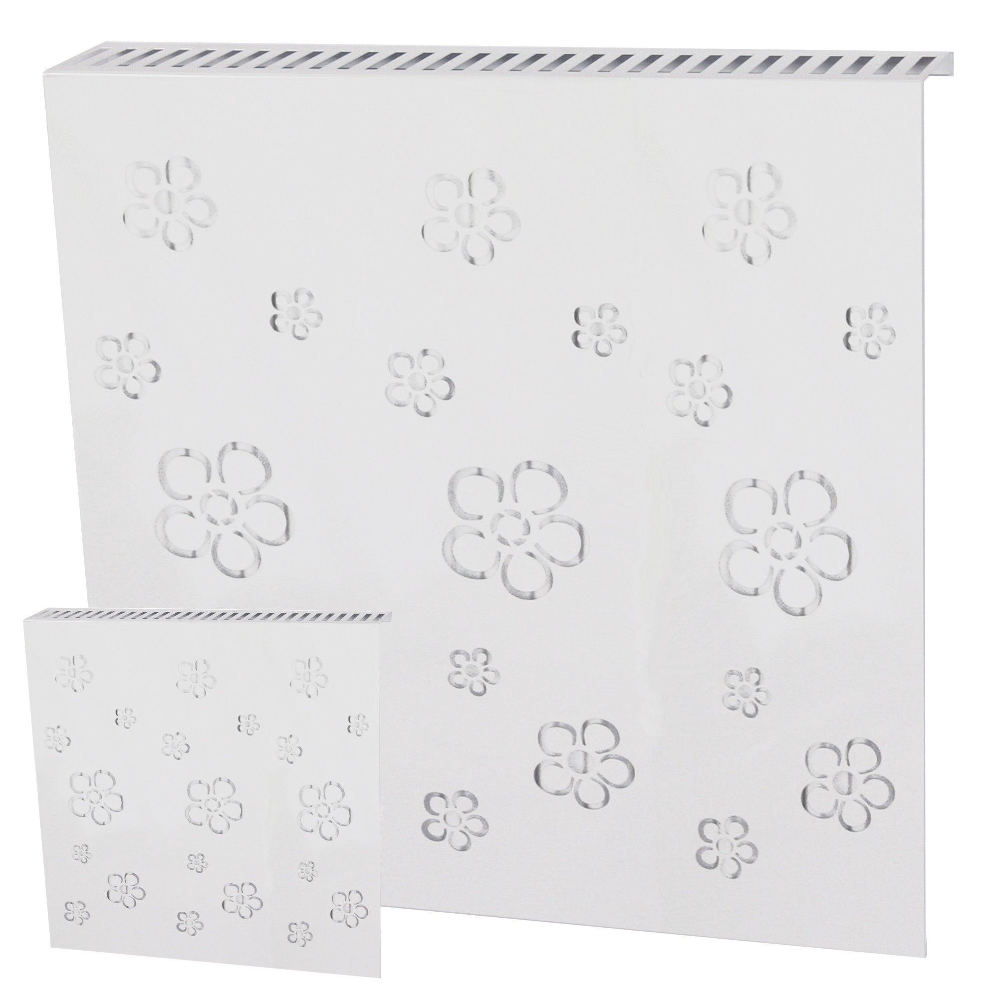 Heizkörperverkleidung 60 x 60cm Design Flower Frame weiß (SET=2 Stück) SZAGATO Heizungsverkleidung Verkleidung Heizkörper Abdeckung für Heizkörper