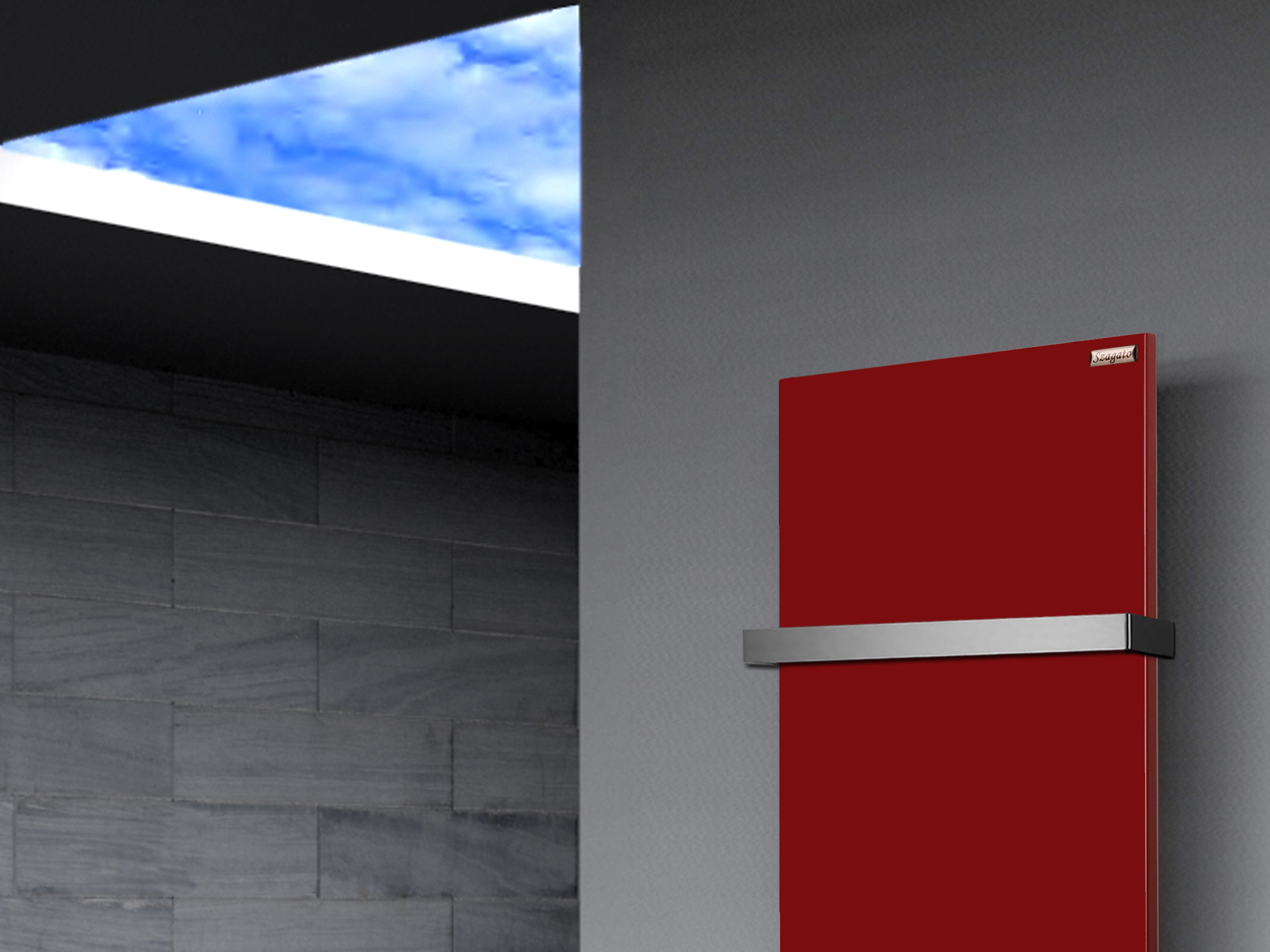 BADHEIZKÖRPER Design Mirror Steel 2 120x47cm 799 Watt rot (+1 Halter 30mm) SZAGATO Designheizkörper Handtuchheizkörper Mittelanschluss Handtuchwärmer