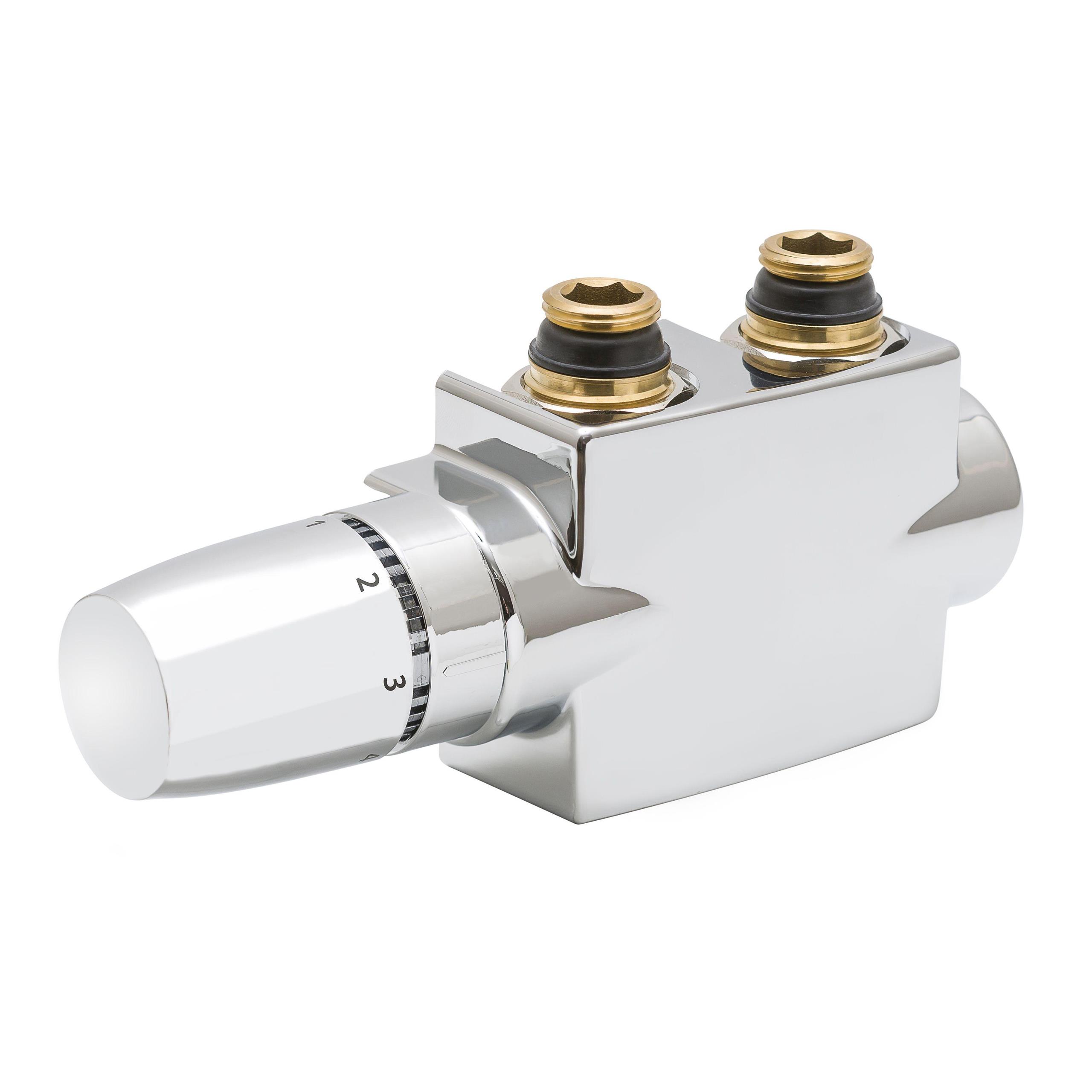 Heizkörper Mittelanschluss-Block Multi DURCHGANG + ECK + Thermostat verchromt