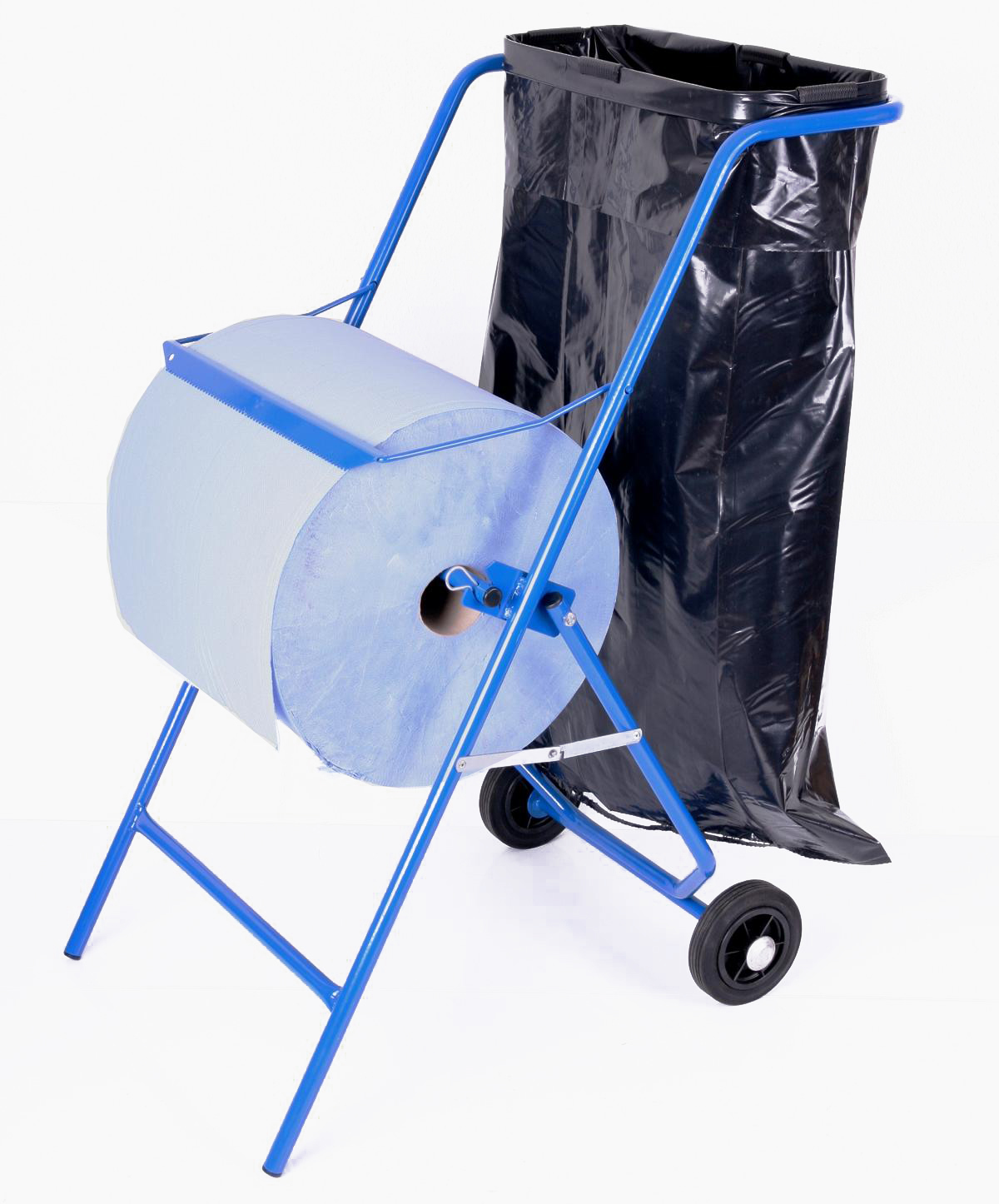 Putzrollenhalter Industrie Bodenständer inkl. Müllsackhalter 100x50x70cm blau SZAGATO Papierrollenhalter Puztrollenspender Putzrollenständer