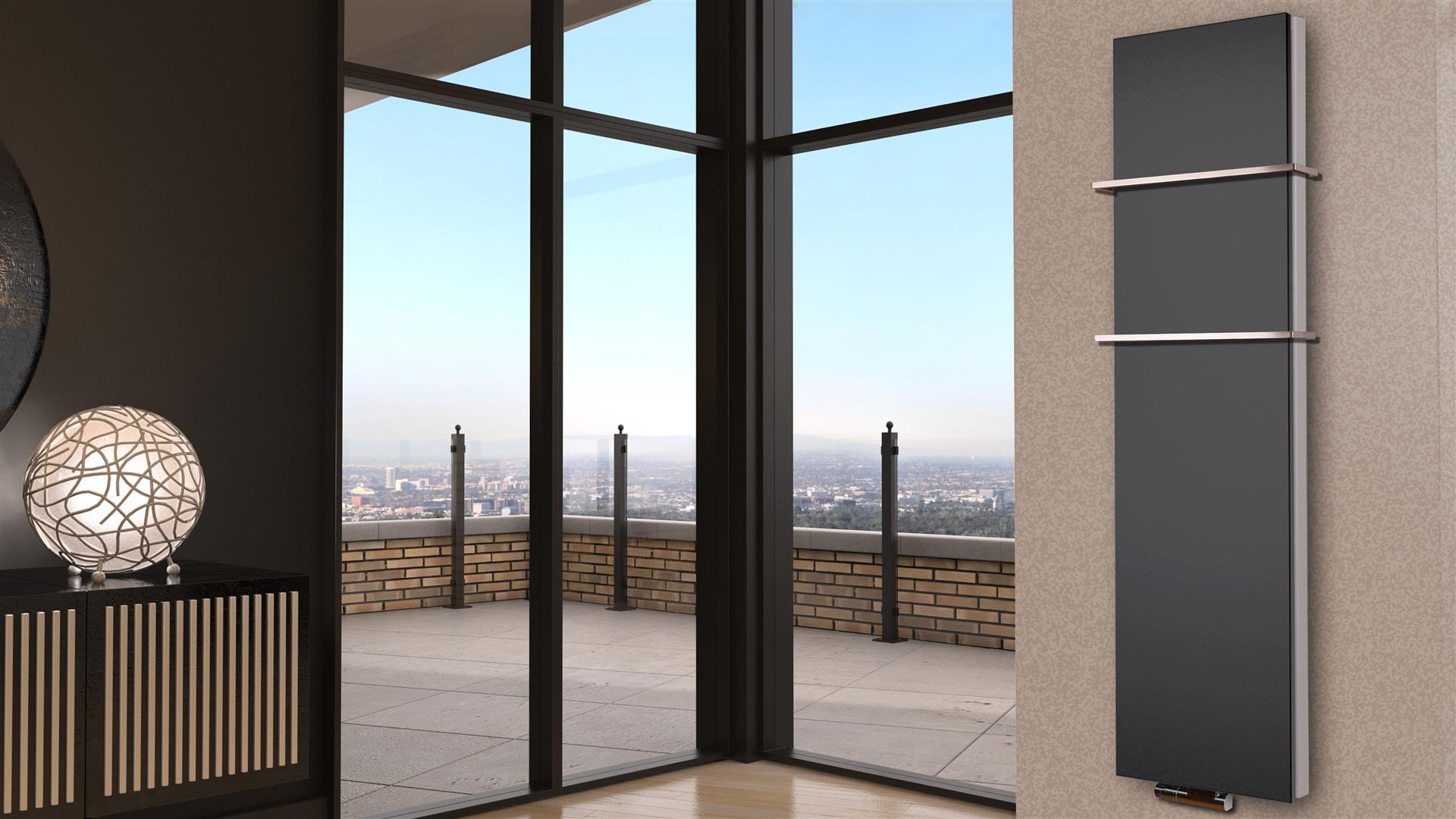 BADHEIZKÖRPER Design Mirror Steel 6 180x47cm 1964 Watt anthrazit (+2 Halter 15mm) SZAGATO Designheizkörper Handtuchheizkörper mit Mittelanschluss