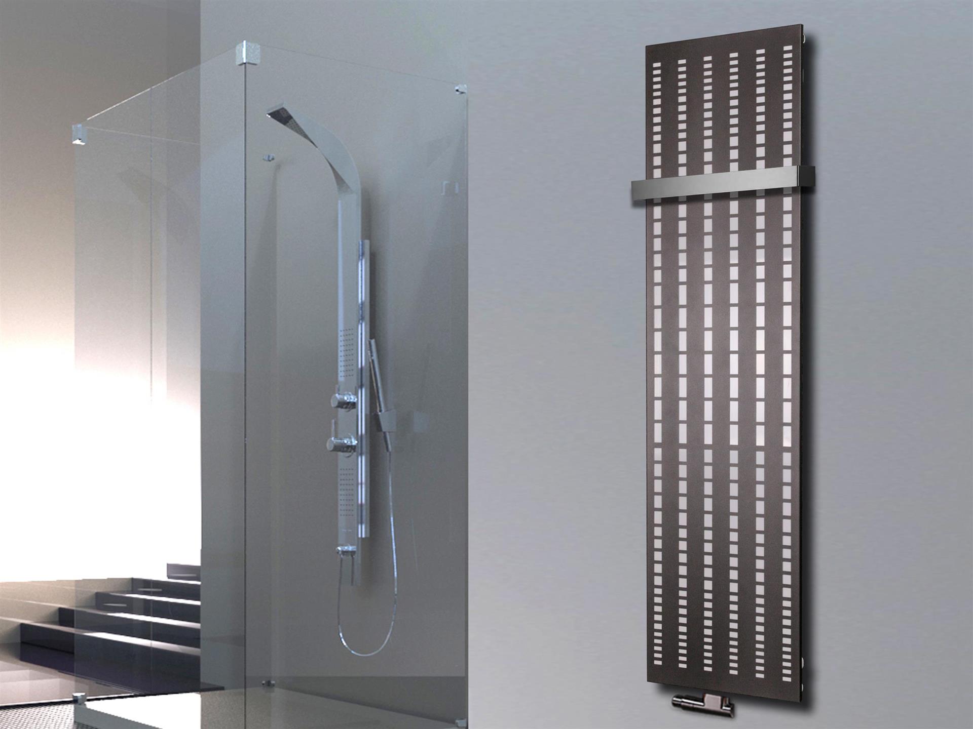 BADHEIZKÖRPER Design broken Mirror 3 180x47cm 1118Watt anthrazit - moonstone (+1 Halter 50mm) SZAGATO Designheizkörper Mittelanschluss Handtuchwärmer