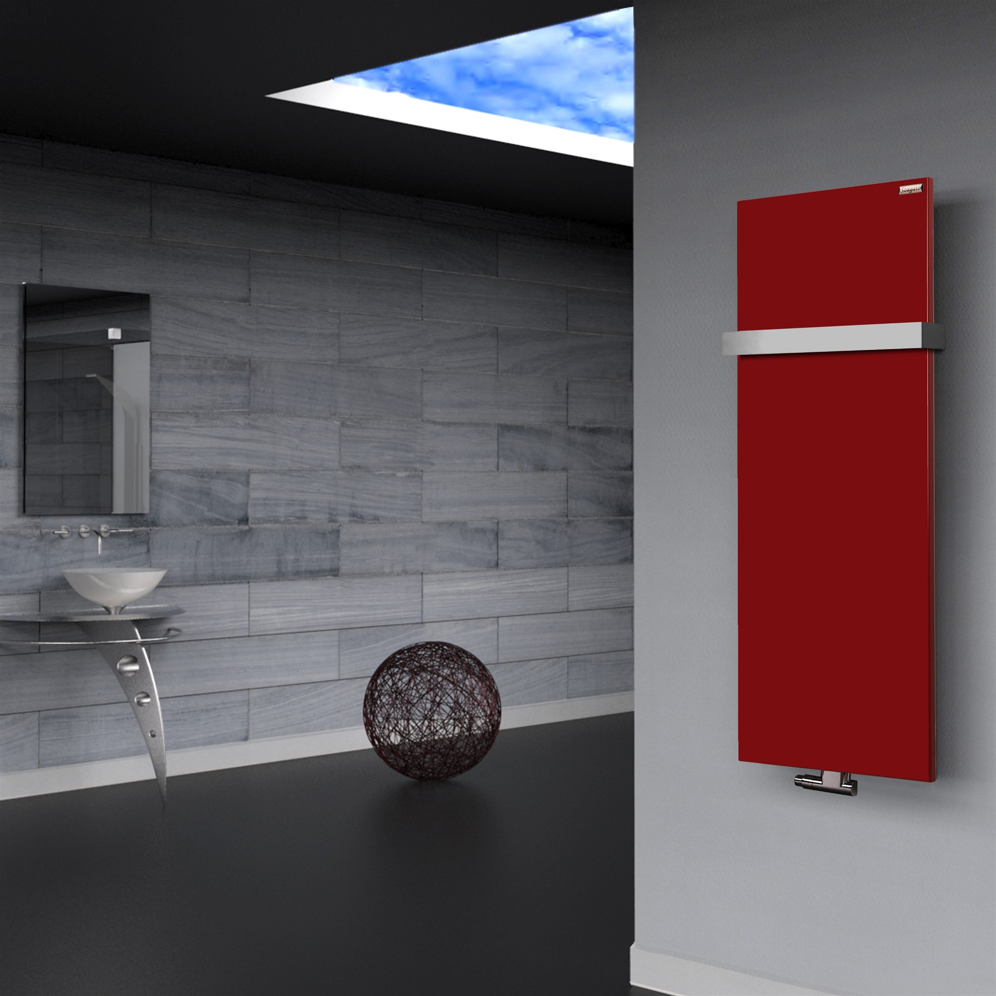 BADHEIZKÖRPER Design Mirror Steel 2 120x47cm 799 Watt rot (+1 Halter 50mm) SZAGATO Designheizkörper Handtuchheizkörper Mittelanschluss Handtuchwärmer