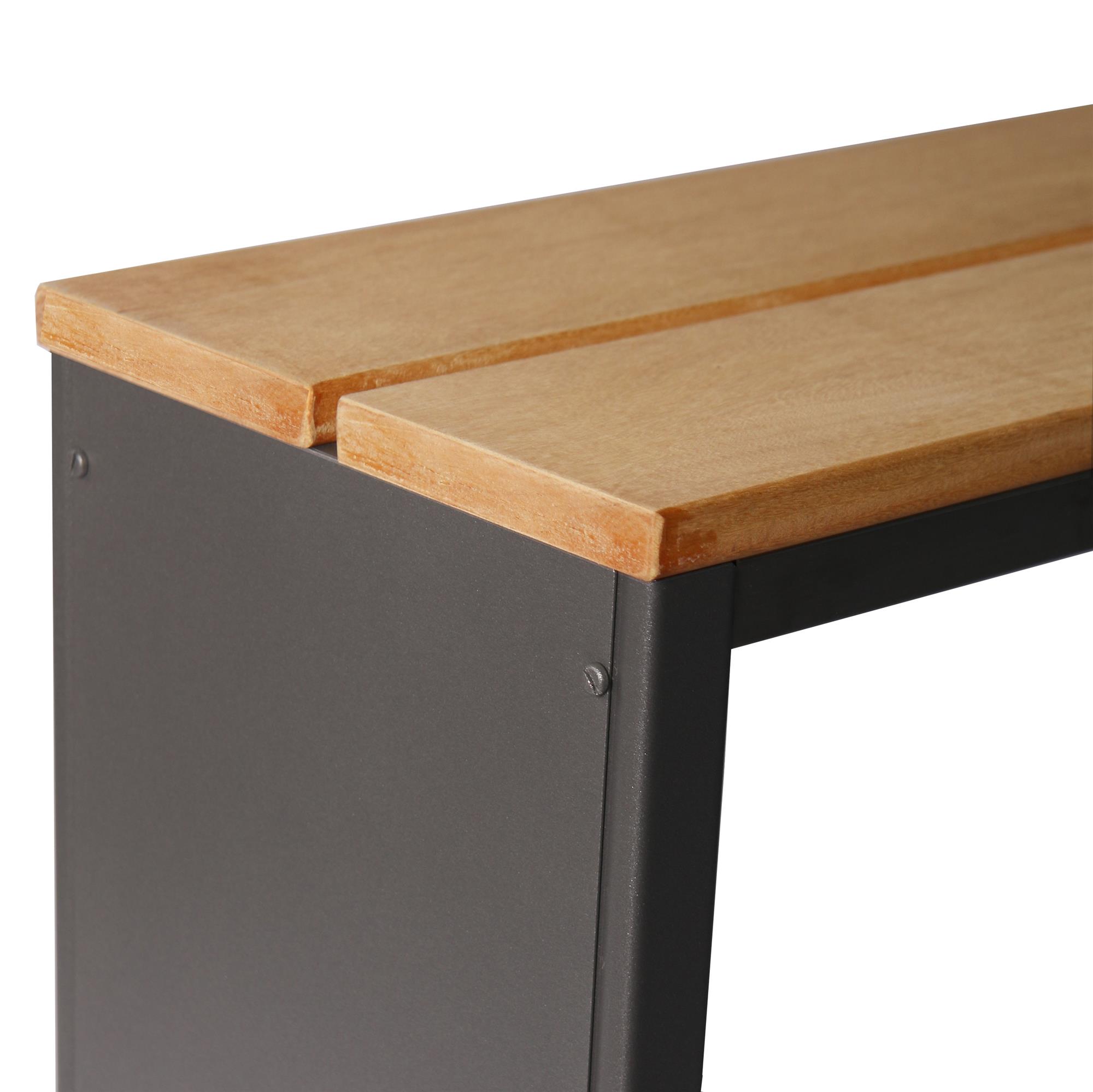 Parkbank, BxTxH: 100x30x40 cm, (D-Form) moonstone-grau SZAGATO Made in Germany Sitzbank Metall Umkleidebank Parkbank wetterfest Parkbänke