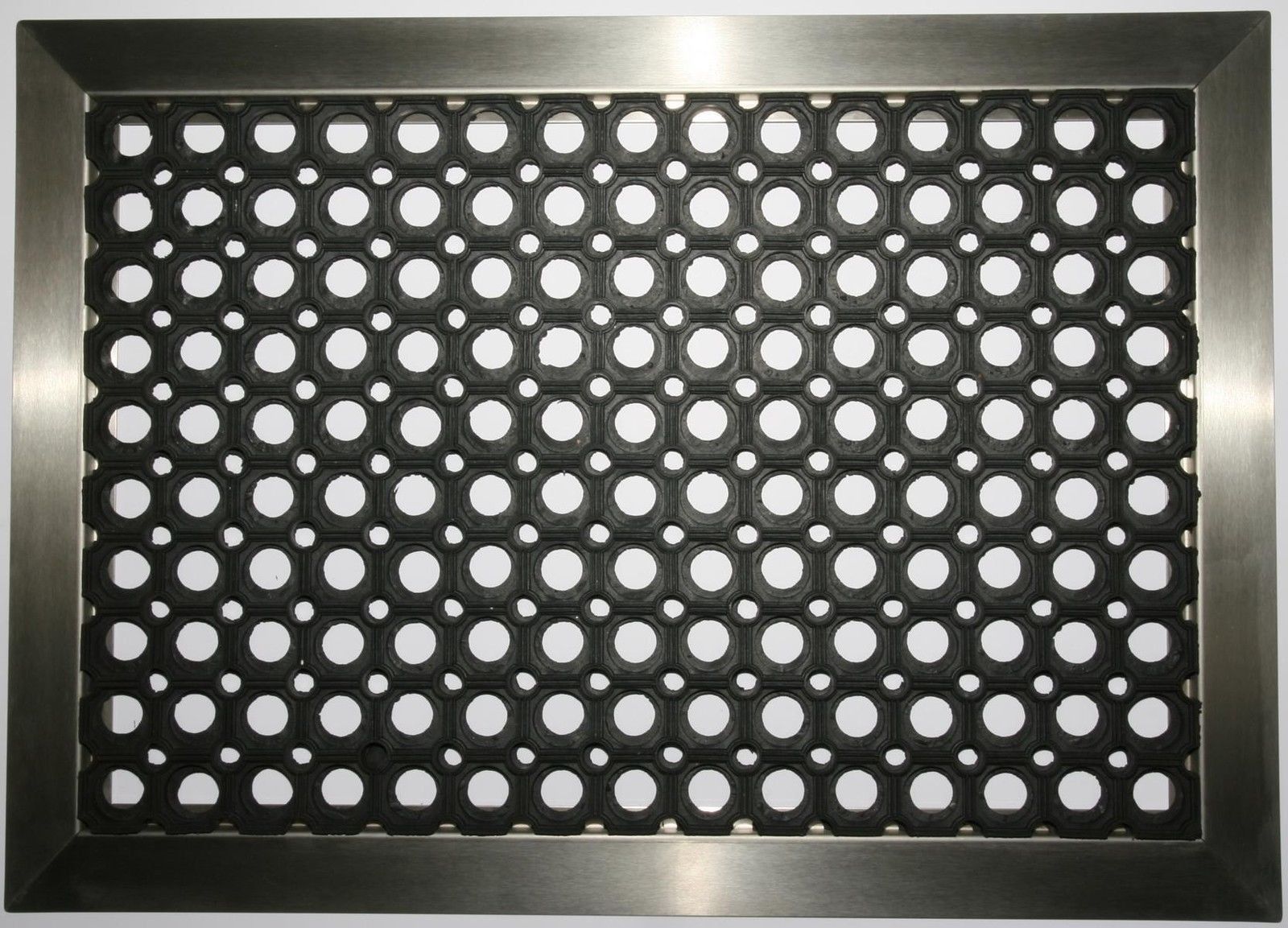 Edelstahlrahmen mit Fußmatte Ringgummi 70x50cm SZAGATO Made in Germany Schuhabstreifer Edelstahl außen Schmutzfangmatte Fußabtreter Schmutzmatte