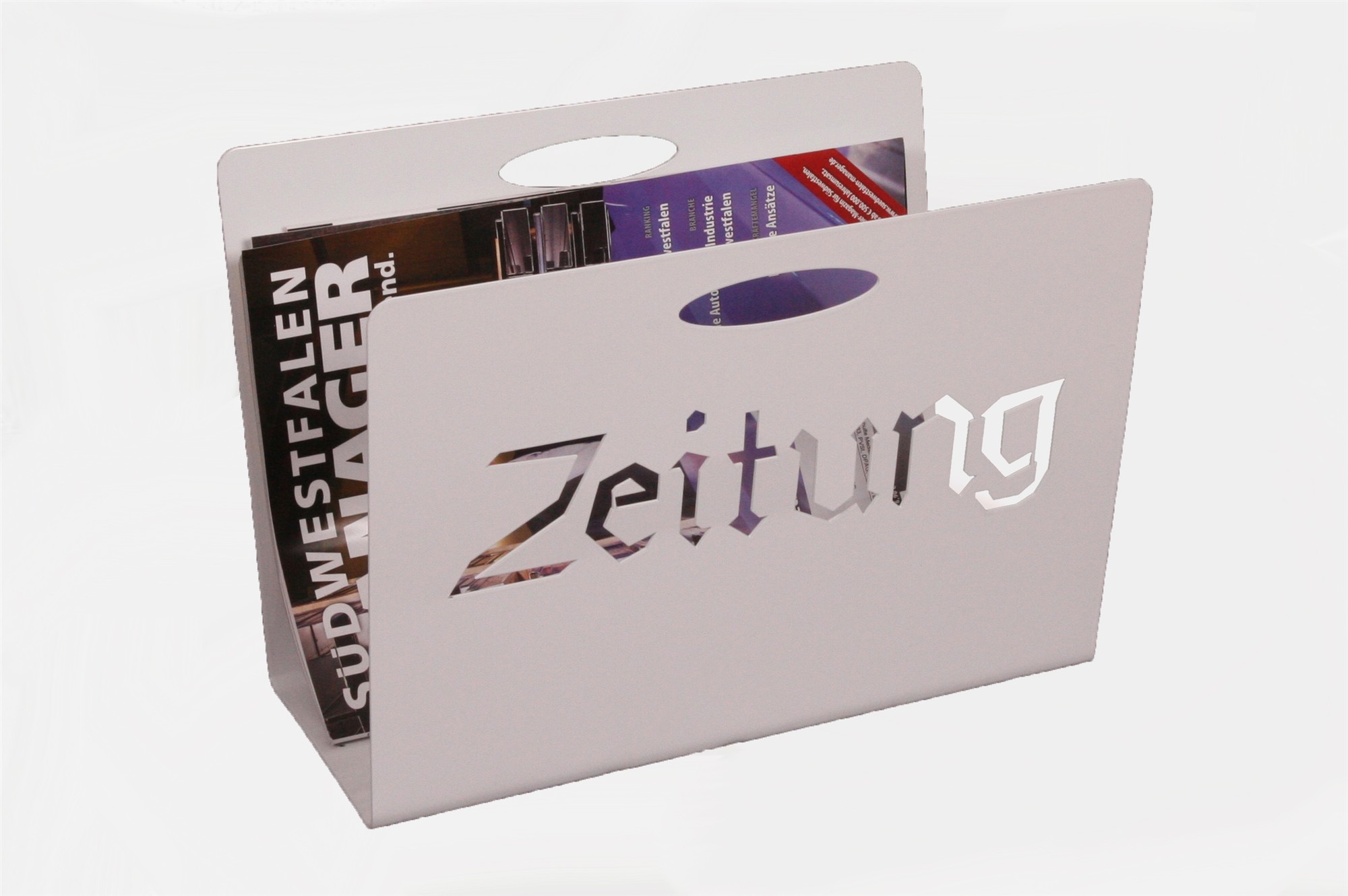 Zeitungsständer Classic 23x32x12cm weiß SZAGATO Made in Germany  Zeitschriftenständer Metall Zeitschriftenhalter Zeitungshalter modern