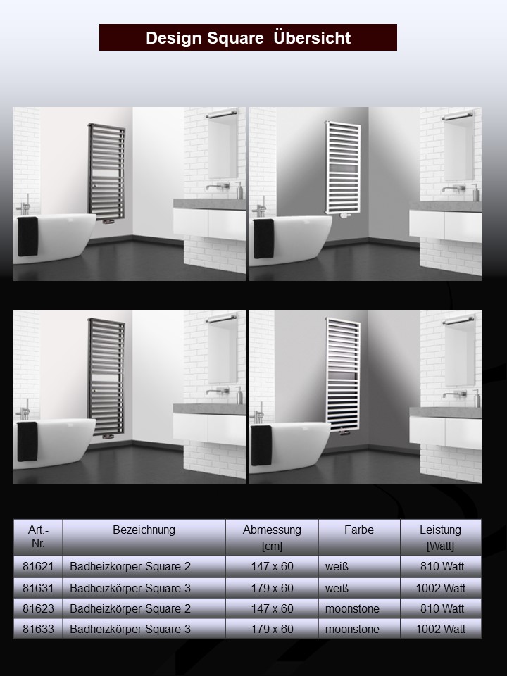 BADHEIZKÖRPER Design Square 3 179x60cm 1002 Watt anthrazit moonstone SZAGATO Designheizkörper Handtuchheizkörper mit Mittelanschluss Handtuchwärmer