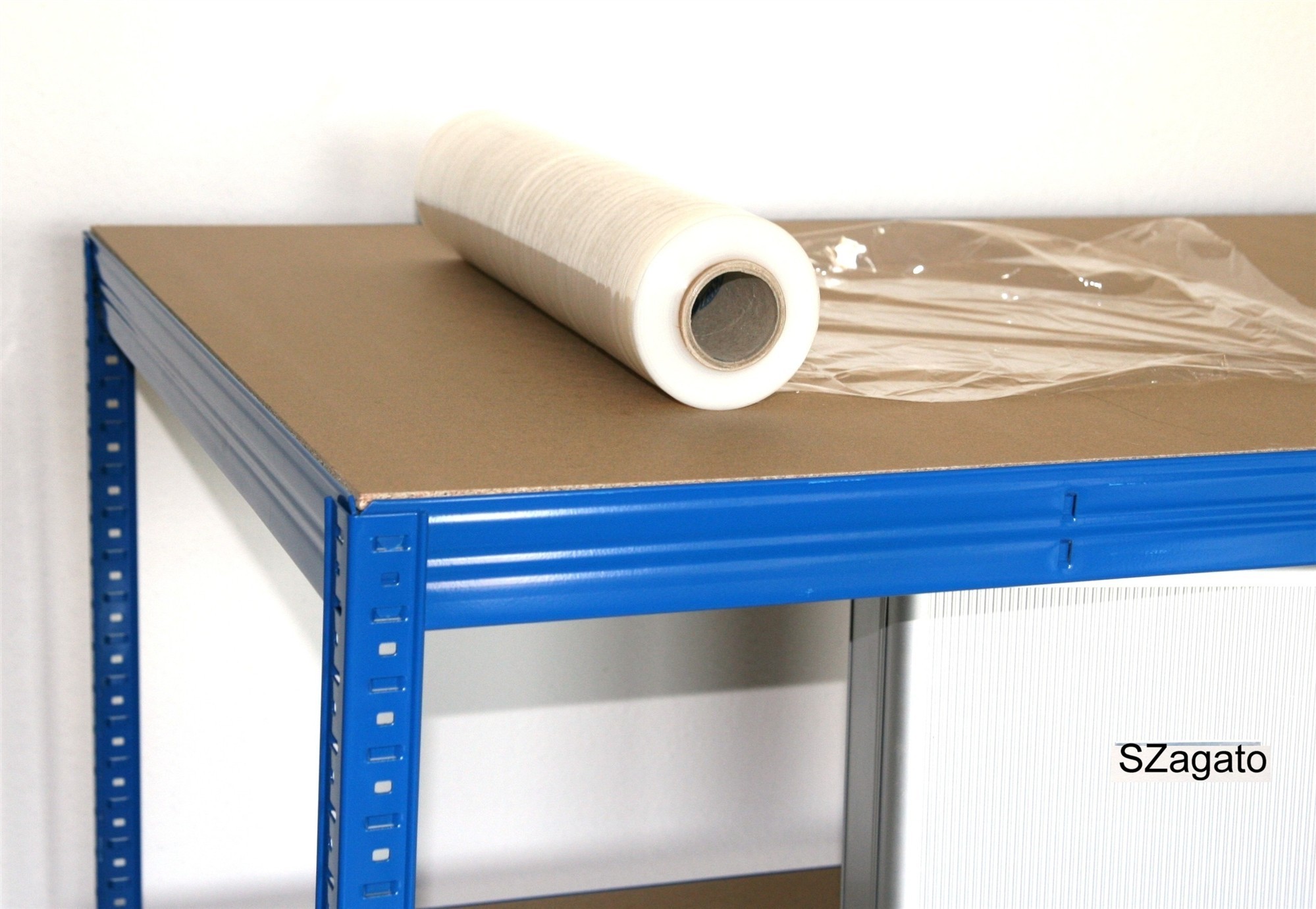 Werkbank Verpackungstisch 350 kg Profi 2 Böden blau SZAGATO Werkbank als Regal Werkbänk Metallregal Fachbodenregal Regalsystem #1