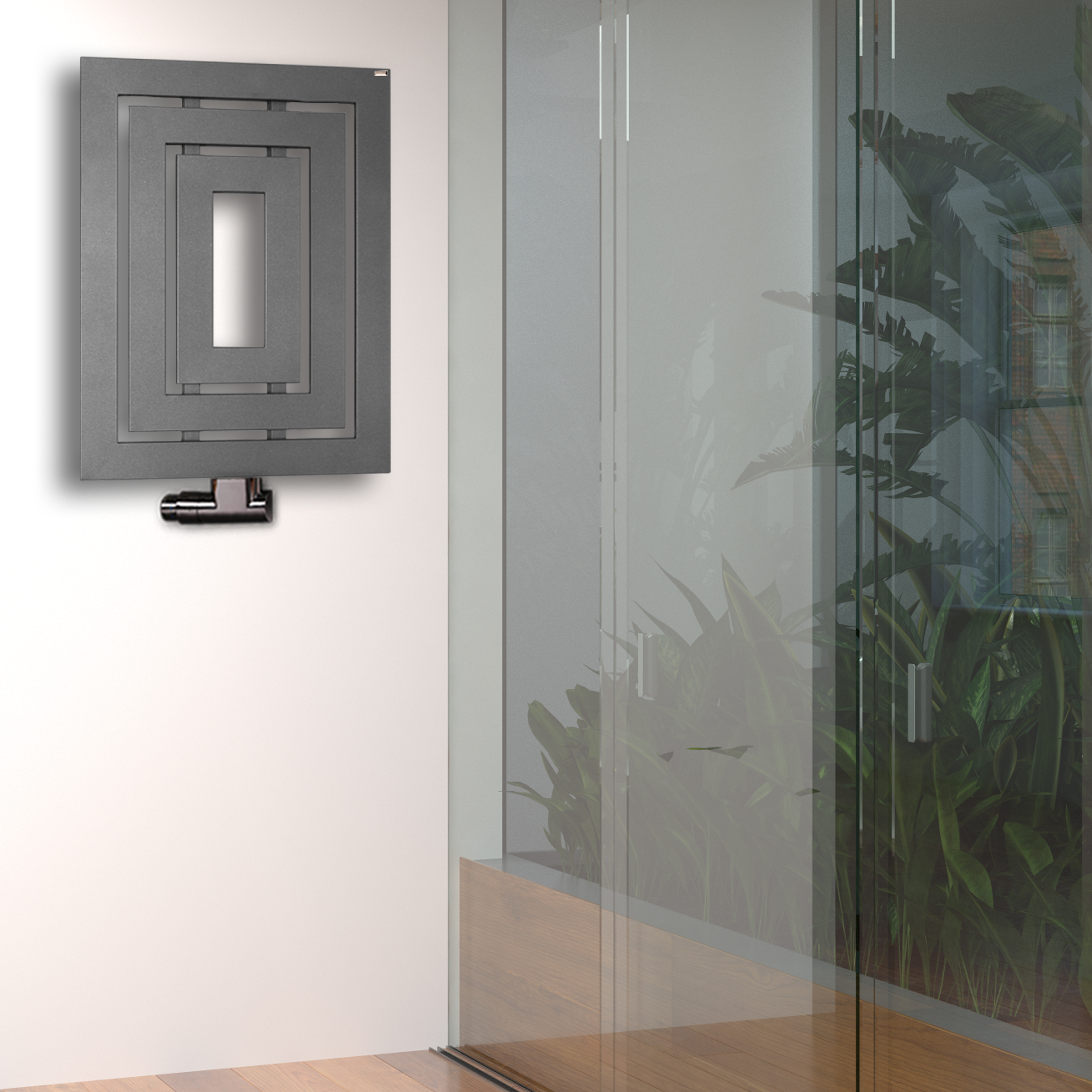 BADHEIZKÖRPER Design Insight 1 80x60cm 612 Watt anthrazit moonstone SZAGATO Designheizkörper Handtuchheizkörper mit Mittelanschluss Handtuchwärmer