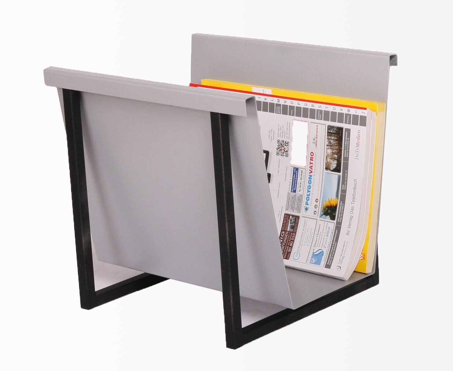 Zeitungsständer mit Rahmen 30x33x27cm grau SZAGATO Made in Germany  Zeitschriftenständer Metall Zeitschriftenhalter Zeitungshalter modern