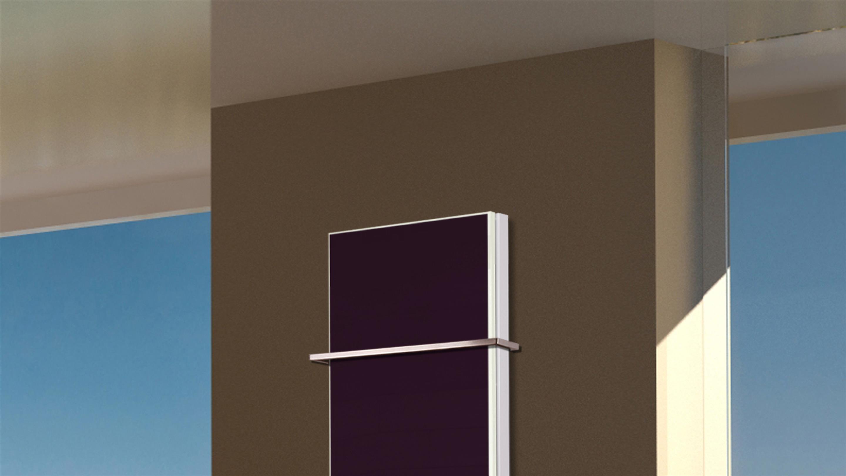 BADHEIZKÖRPER mit Glas Montevideo 5 Glasfront 120x47cm 1458Watt violett +1 Halter 15mm SZAGATO Designheizkörper Handtuchheizkörper Mittelanschluss