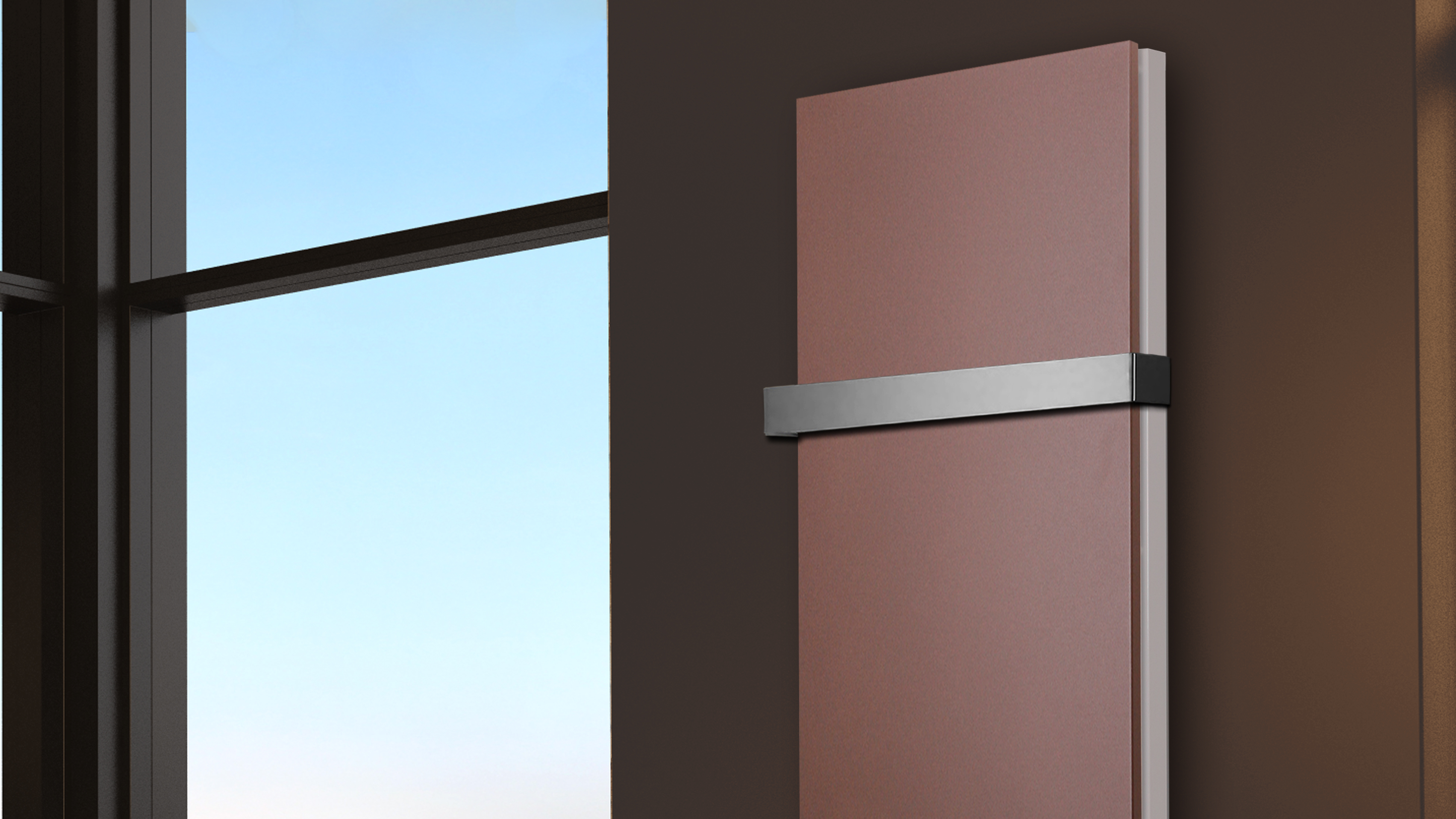 BADHEIZKÖRPER Design Mirror Steel 6 180x47cm 1964Watt braun +1 Halter 50mm SZAGATO Designheizkörper Handtuchheizkörper Mittelanschluss Handtuchwärmer