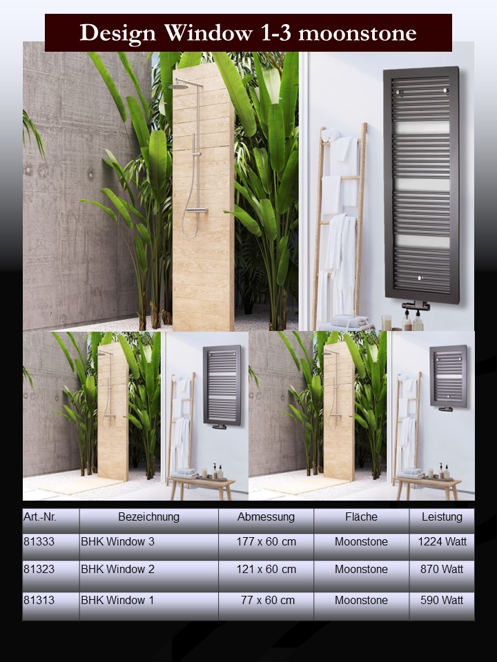 BADHEIZKÖRPER Design Window 1 77x60cm 590 Watt anthrazit moonstone SZAGATO Designheizkörper Handtuchheizkörper mit Mittelanschluss Handtuchwärmer