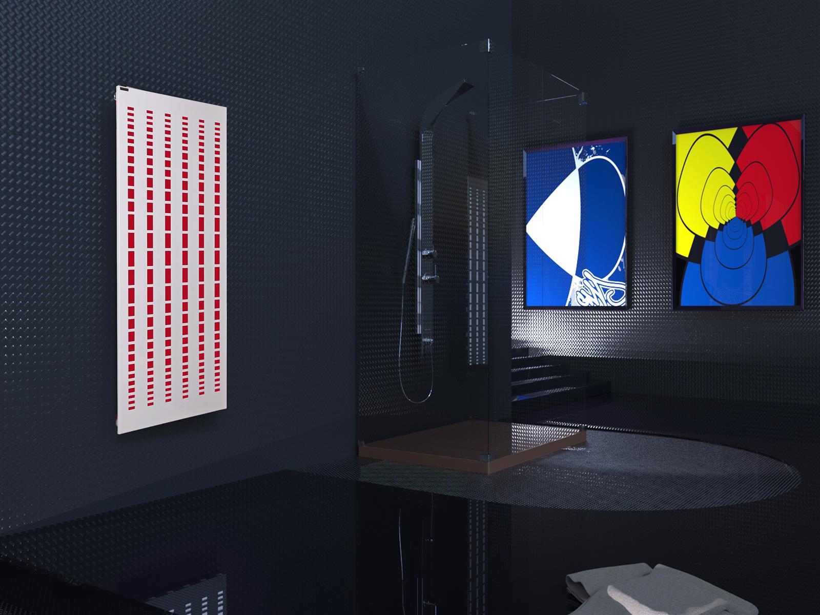 Badheizkörper mit LED Broken Mirror 2 120x47cm 799 Watt weiß SZAGATO Designheizkörper Handtuchheizkörper mit Mittelanschluss Handtuchwärmer
