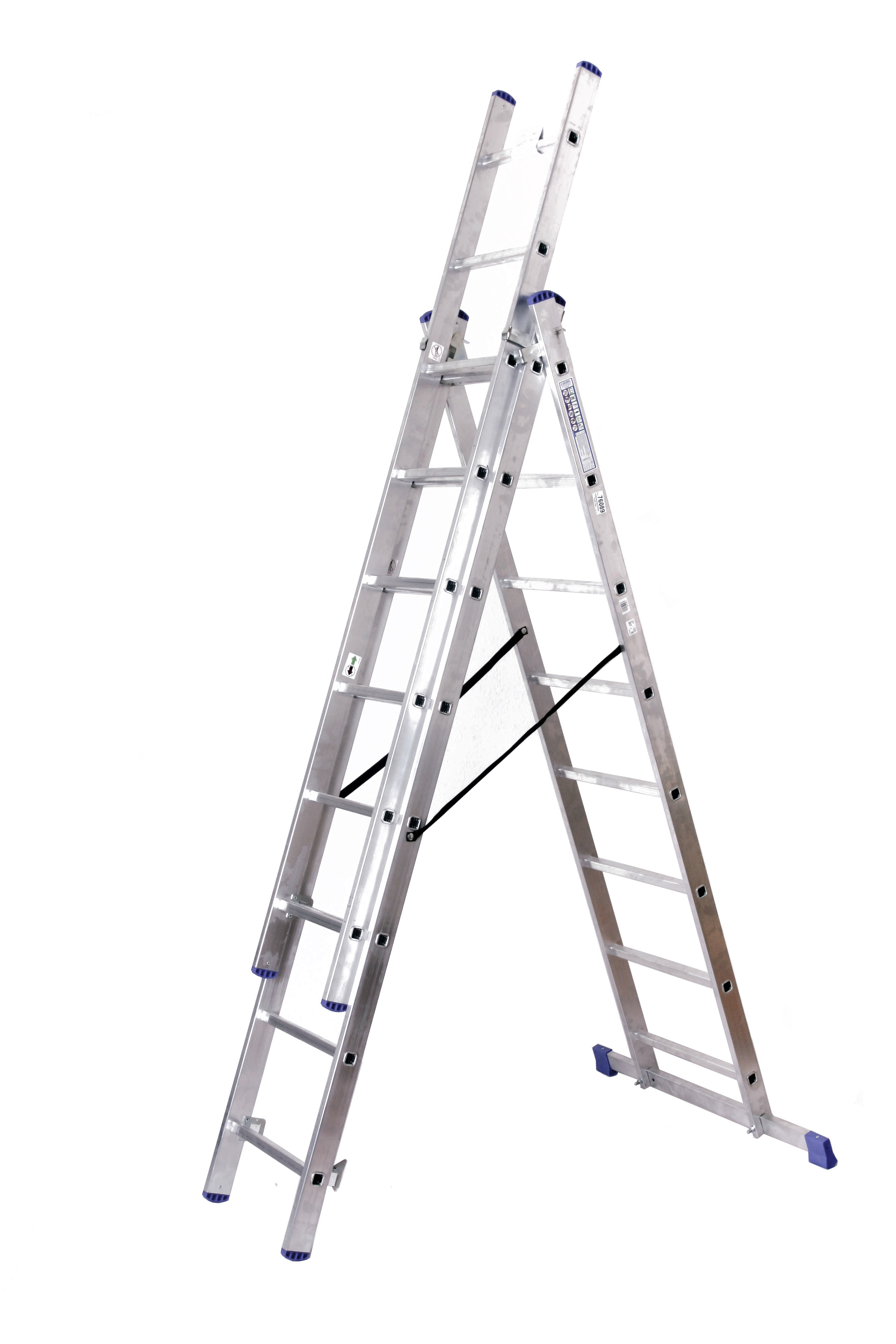 Stehleiter 3x8 Stufen Länge 4,6m 221x41cm ALU SZAGATO Stufenleiter Stehleiter ausziehbar Mehrzweckleiter Standleiter Schiebeleiter 3x8 Stehleiter