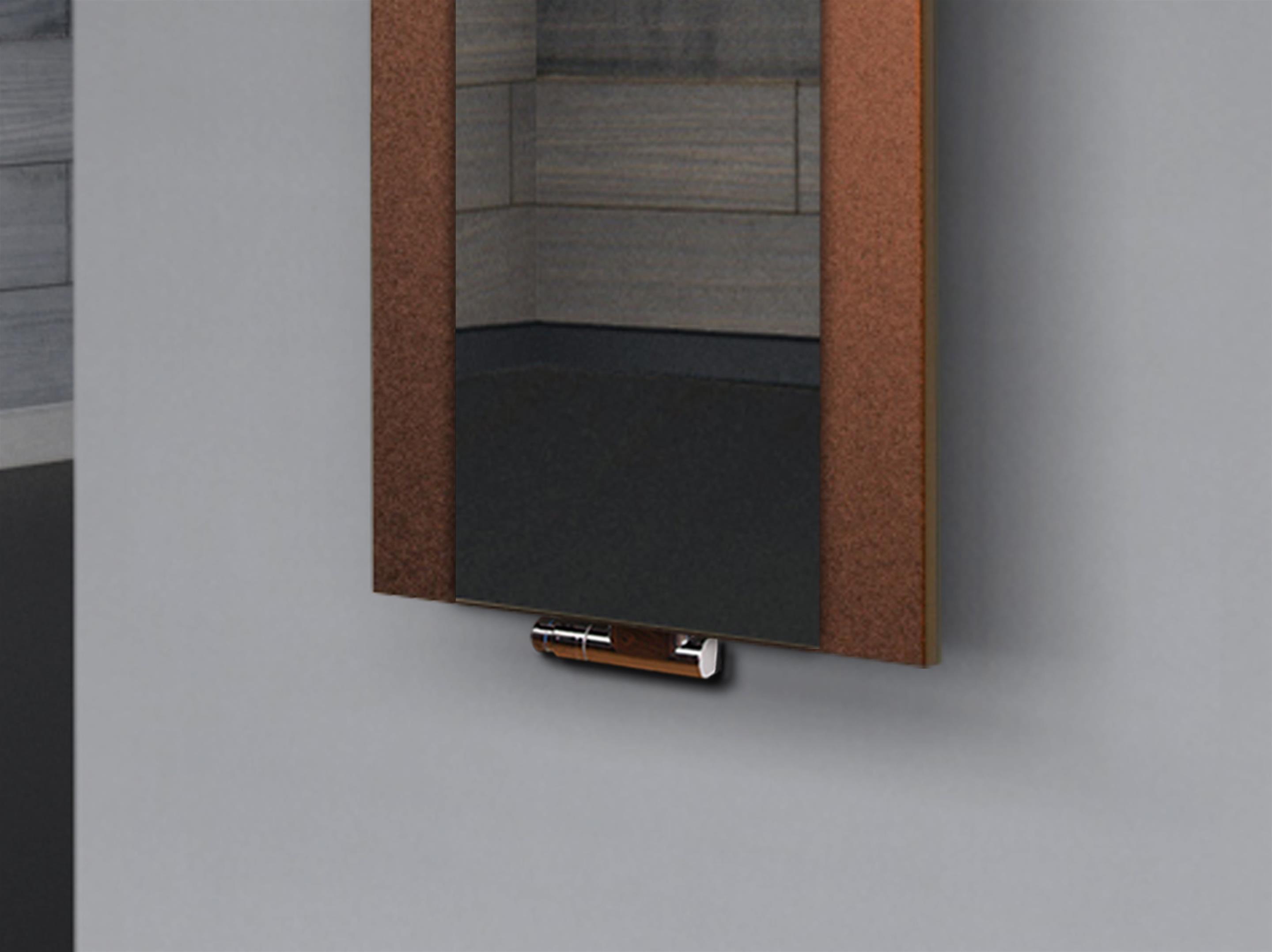 BADHEIZKÖRPER mit Spiegel Design Singapur 2 120x47cm 799 Watt braun  (+1 Halter 50mm) SZAGATO Designheizkörper mit Mittelanschluss Handtuchwärmer