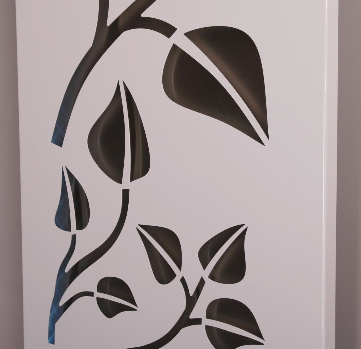 Badheizkörper mit LED Design Leaves 2 120x47cm 799 Watt weiß SZAGATO Designheizkörper Handtuchheizkörper mit Mittelanschluss Handtuchwärmer