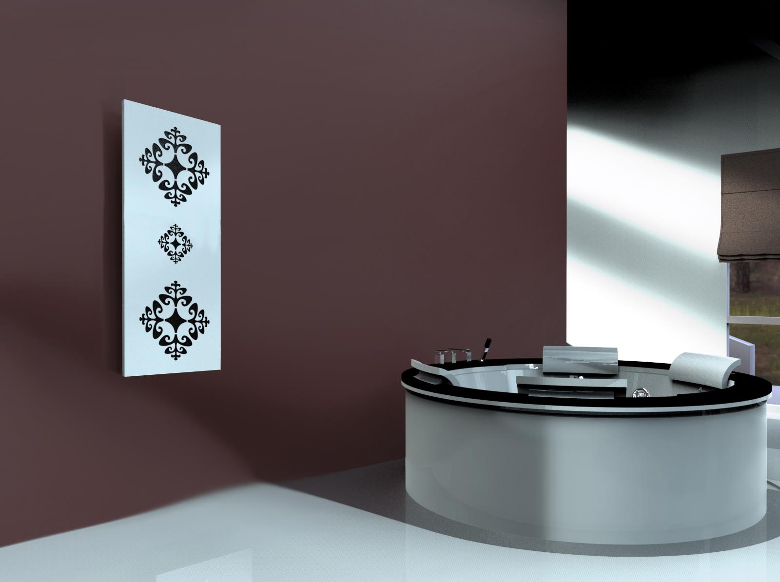 BADHEIZKÖRPER Design Ornaments 2 120x47cm 799 Watt weiß (+1 Halter 50mm) SZAGATO Designheizkörper Handtuchheizkörper Mittelanschluss Handtuchwärmer