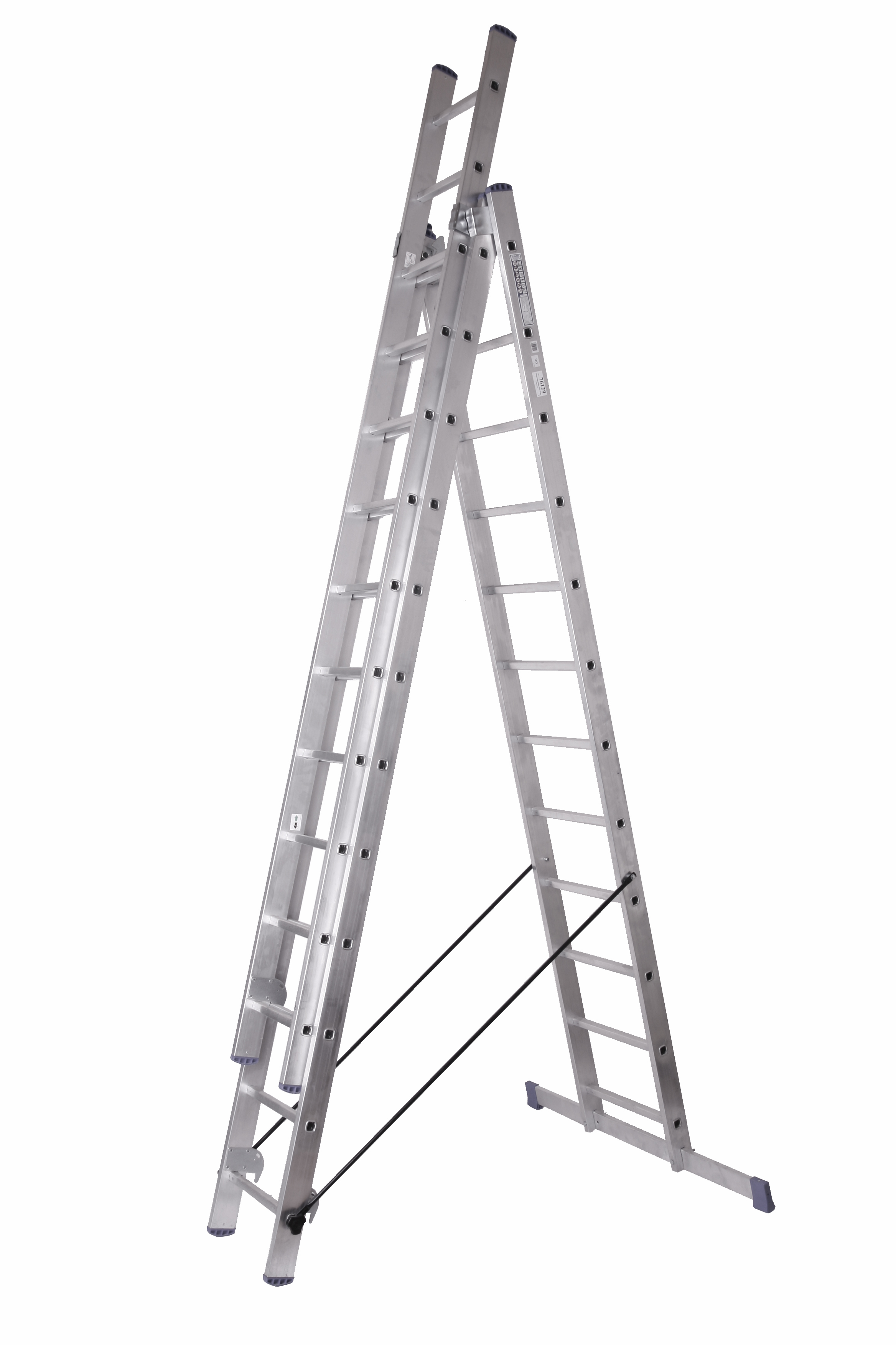 Schiebeleiter 3x12 Stufen Länge 7,4m 332x48cm ALU SZAGATO Stufenleiter Stehleiter ausziehbar Mehrzweckleiter Standleiter Schiebeleiter Stehleiter