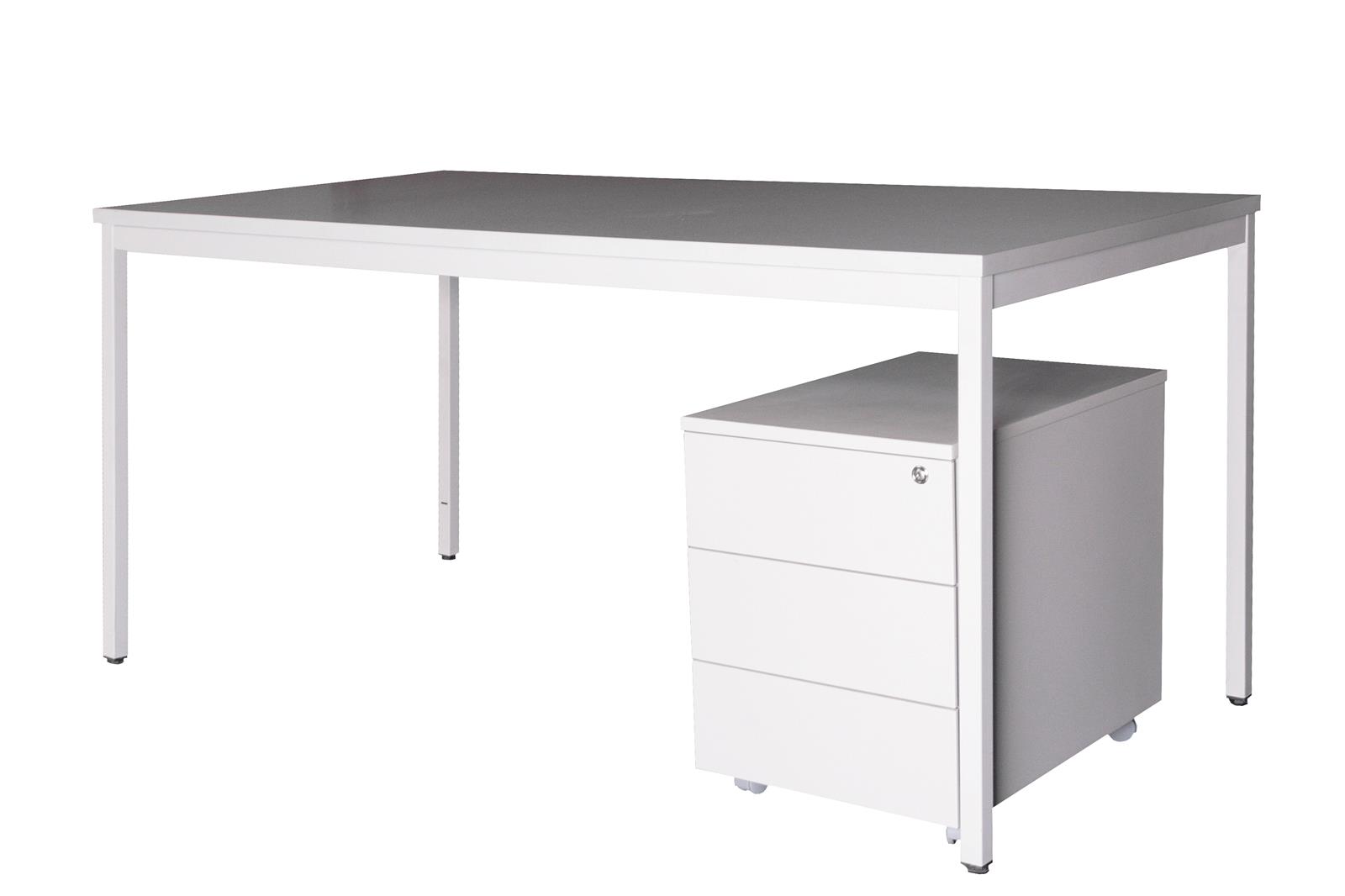 Schreibtisch 160cm SET + Rollcontainer Eco lichtgrau SZAGATO Made in Germany Schreibti Arbeitstisch Bürotisch Büro-Schreibtisch Computertisch