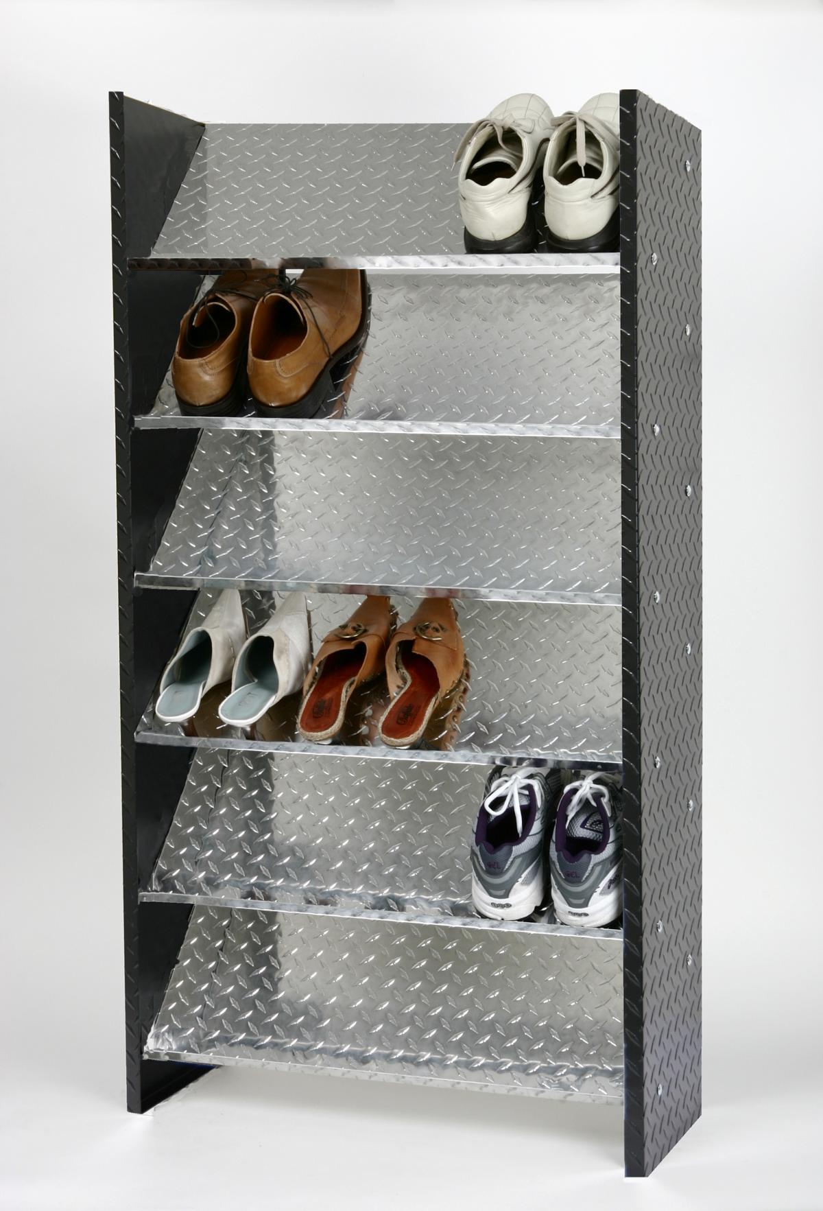 Schuhregal Metall Alu SZAGATO 125x60x26cm 18 Paar 6 Böden Bicolor Made in Germany Schuhschrank Schuhregal Metall Schuhablage Schuhregal schwarz