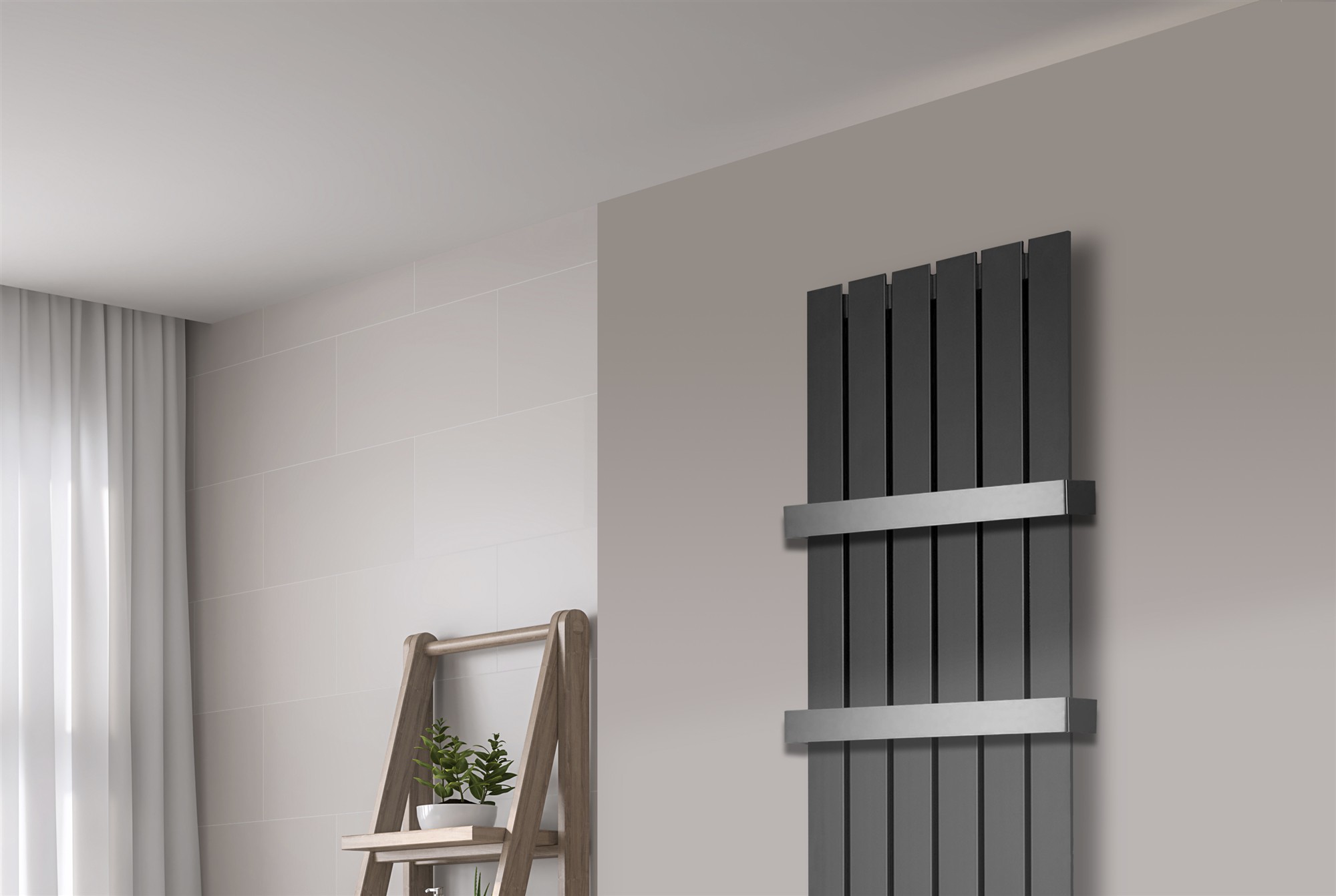 BADHEIZKÖRPER Design Peking 3 180x47cm anthrazit - moonstone (+2 Halter 50mm) SZAGATO Handtuchheizkörper mit Mittelanschluss Handtuchwärmer