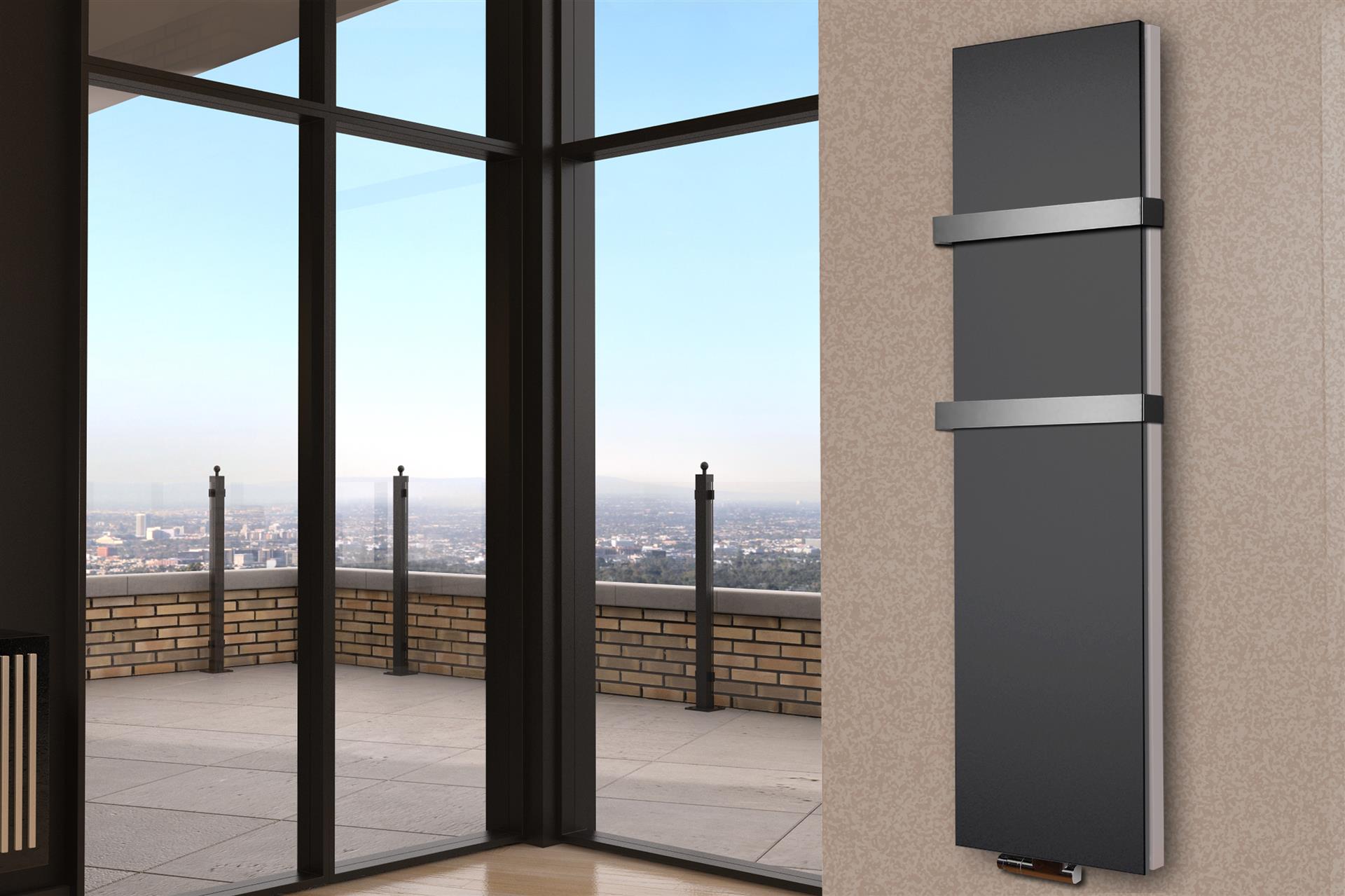 BADHEIZKÖRPER Design Mirror Steel 6 180x47cm 1964 Watt anthrazit (+2 Halter 50mm) SZAGATO Designheizkörper Handtuchheizkörper mit Mittelanschluss